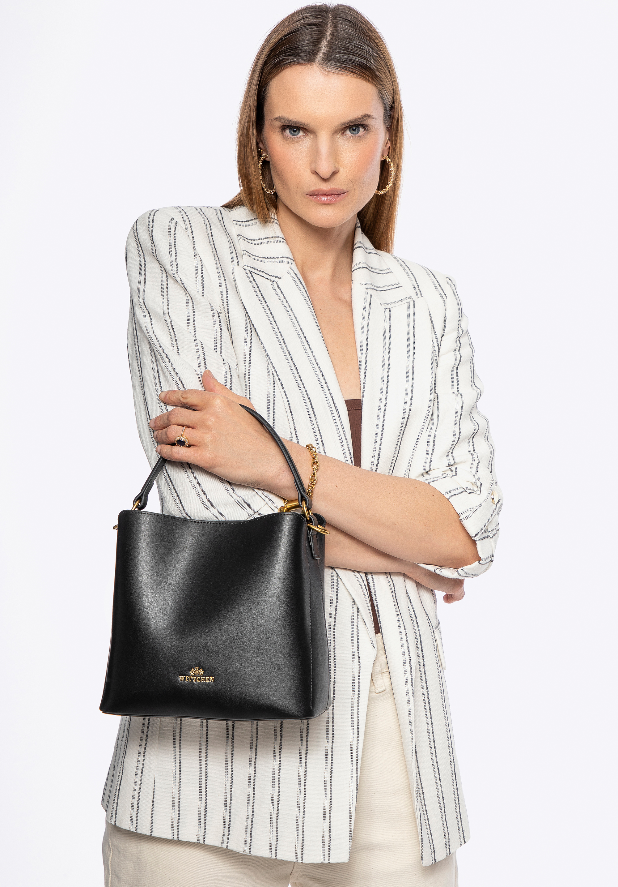 Dreiteilige Ledertasche, schwarz, 100-4E-216-1, Bild 1