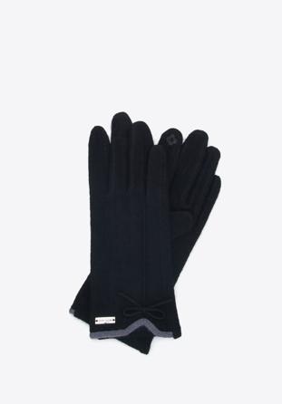 Dünne Damenhandschuhe mit Schleife, schwarz, 47-6A-004-1-U, Bild 1