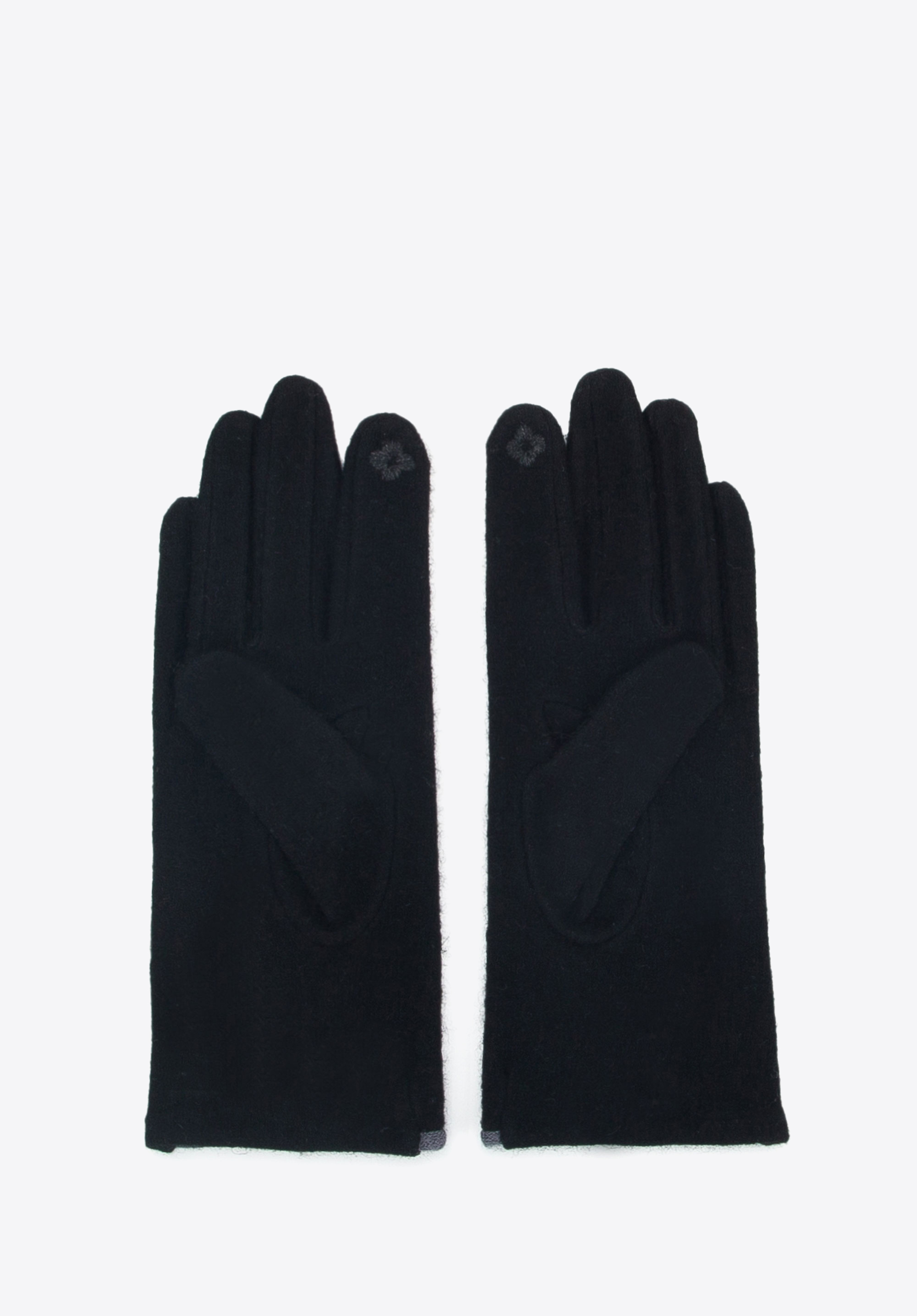 Dünne Damenhandschuhe mit Schleife, schwarz, 47-6A-004-1-U, Bild 1