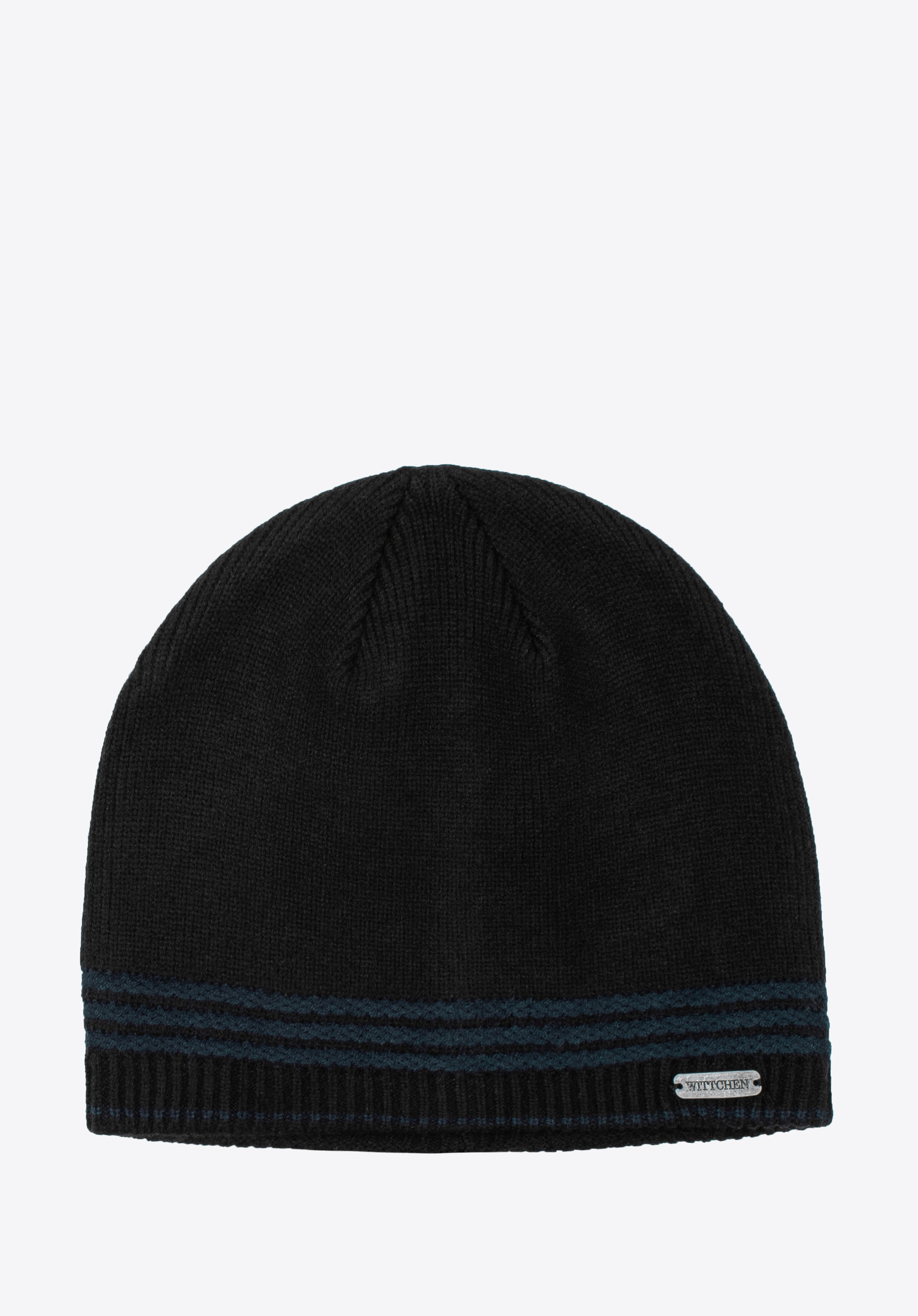 Herrenmütze mit bunten Streifen, schwarz-dunkelblau, 97-HF-012-17, Bild 1