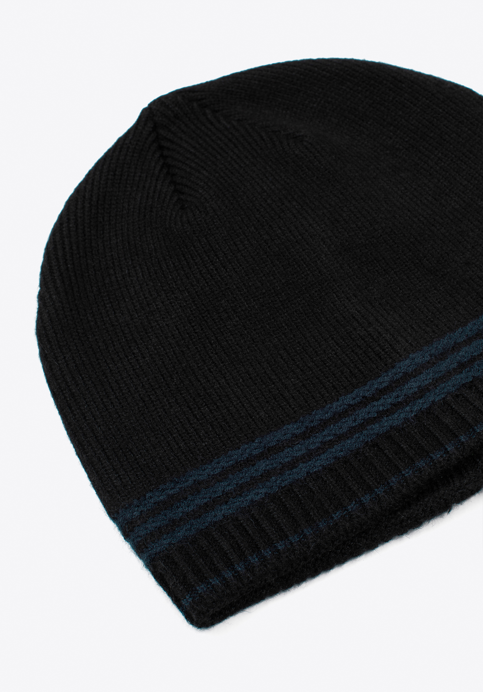 Herrenmütze mit bunten Streifen, schwarz-dunkelblau, 97-HF-012-17, Bild 1