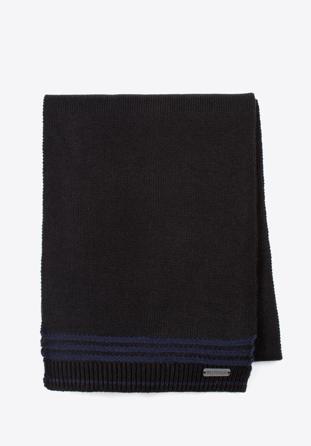 Herrenschal mit Querstreifen |, schwarz-dunkelblau, 97-7F-012-17, Bild 1