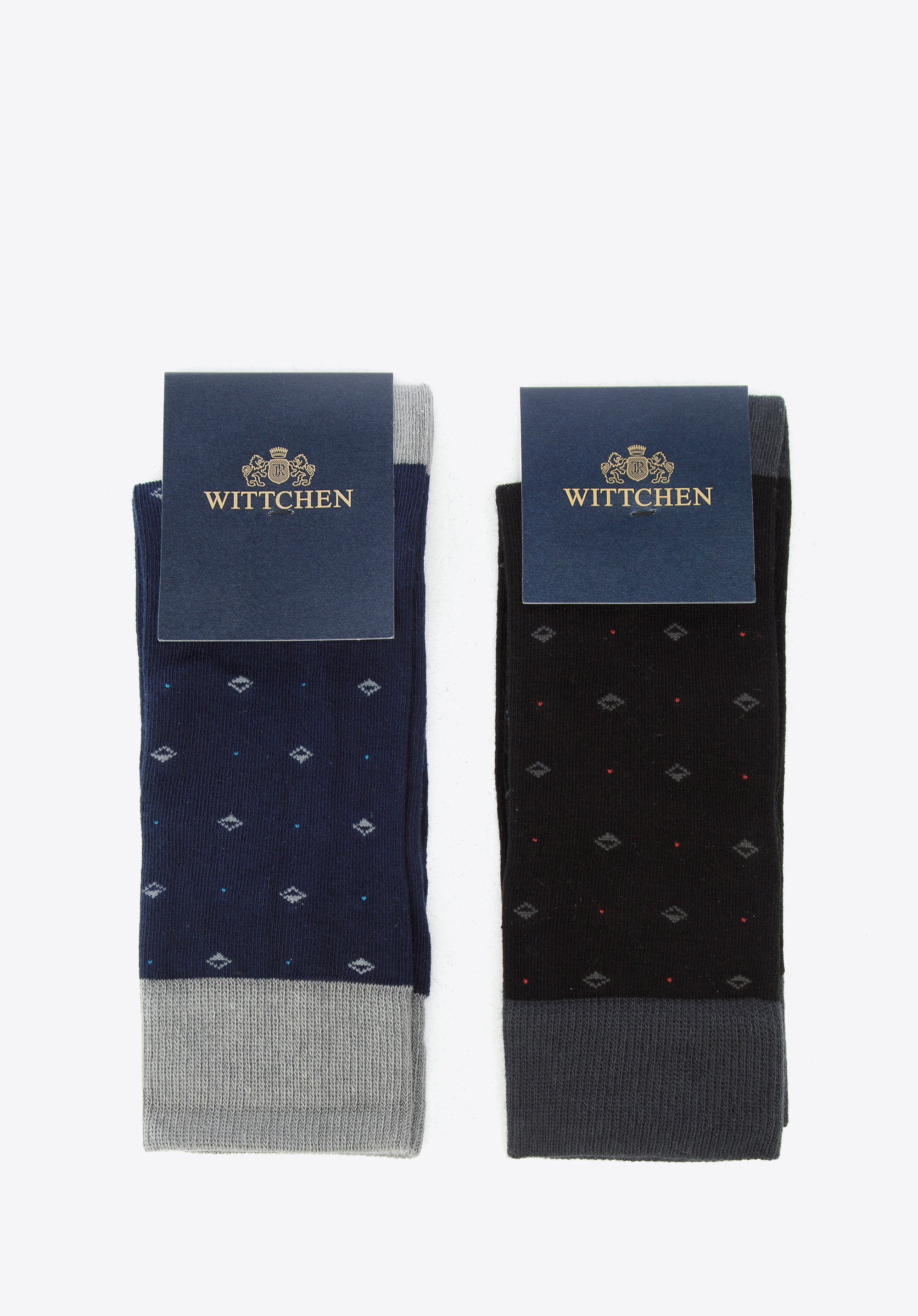 Herrensocken mit feinem Muster - 2er-Set, schwarz-dunkelblau, 96-SM-S02-X2-40/42, Bild 1