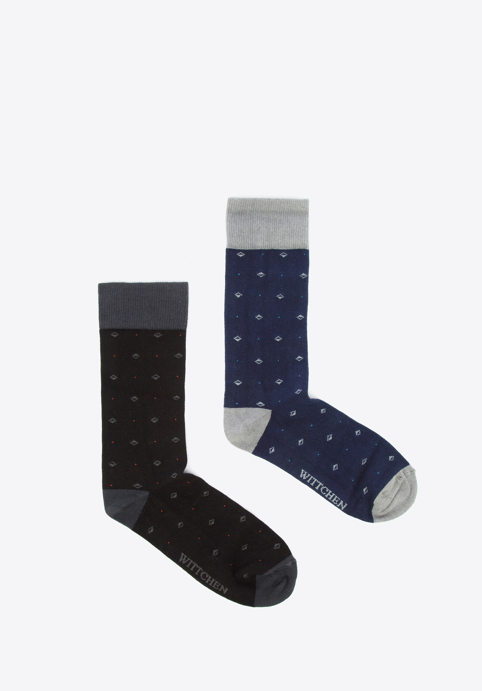 Herrensocken mit feinem Muster - 2er-Set, schwarz-dunkelblau, 96-SM-S02-X2-40/42, Bild 1