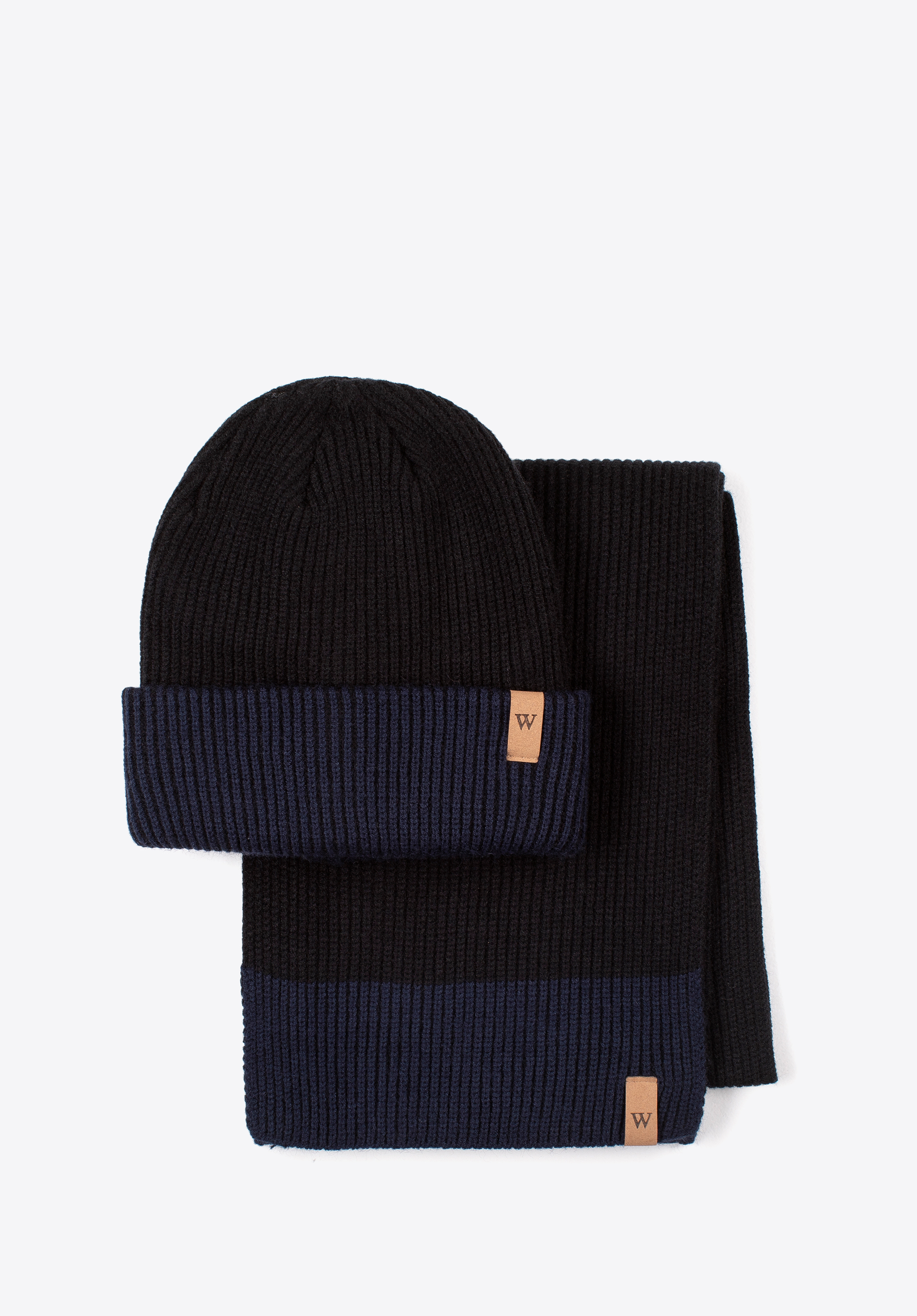 Herren-Winterset mit breitem Gürtel, schwarz-dunkelblau, 97-SF-002-17, Bild 1