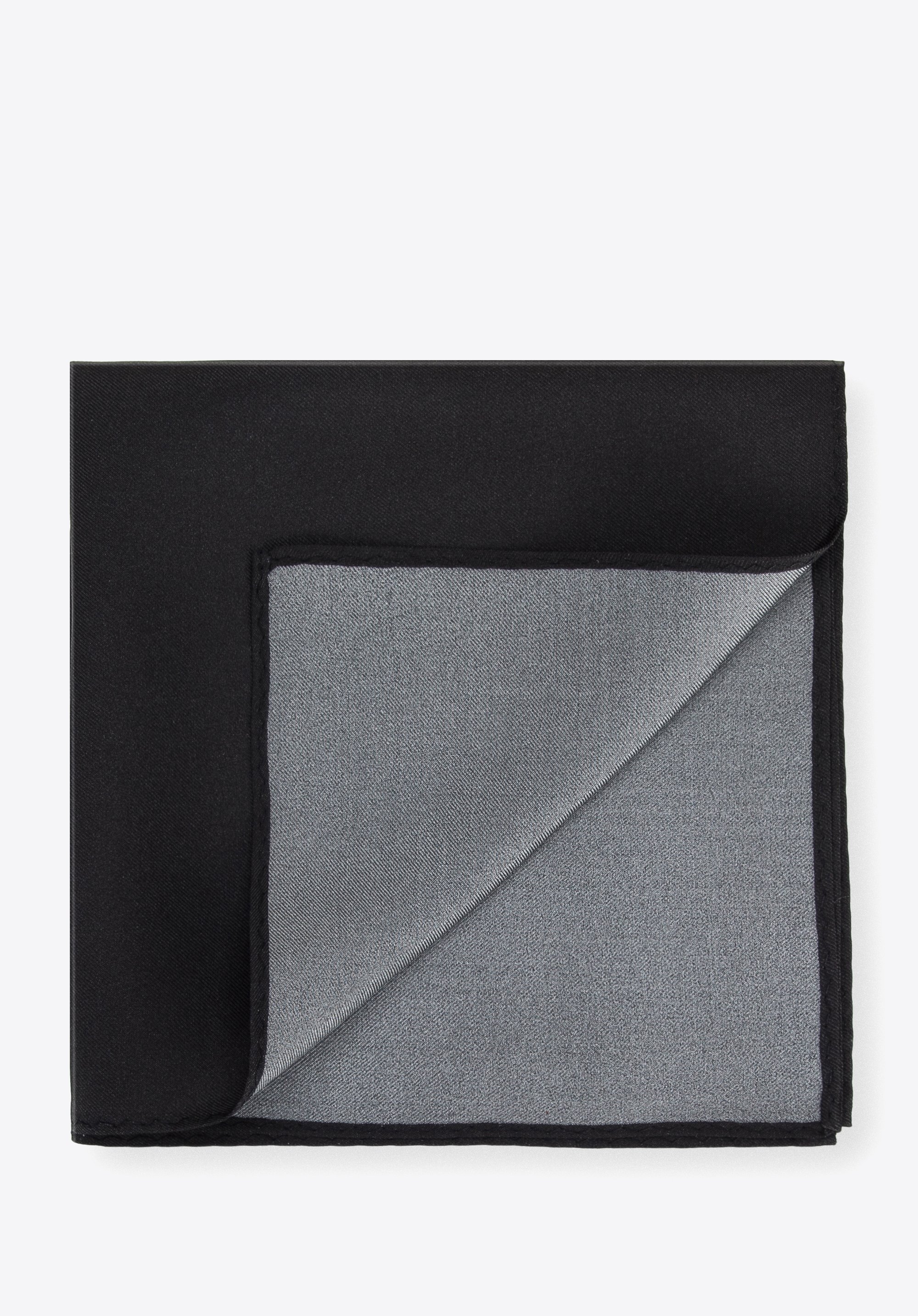 Einfarbiges Einstecktuch aus Seide, schwarz, 96-7P-002-1, Bild 1
