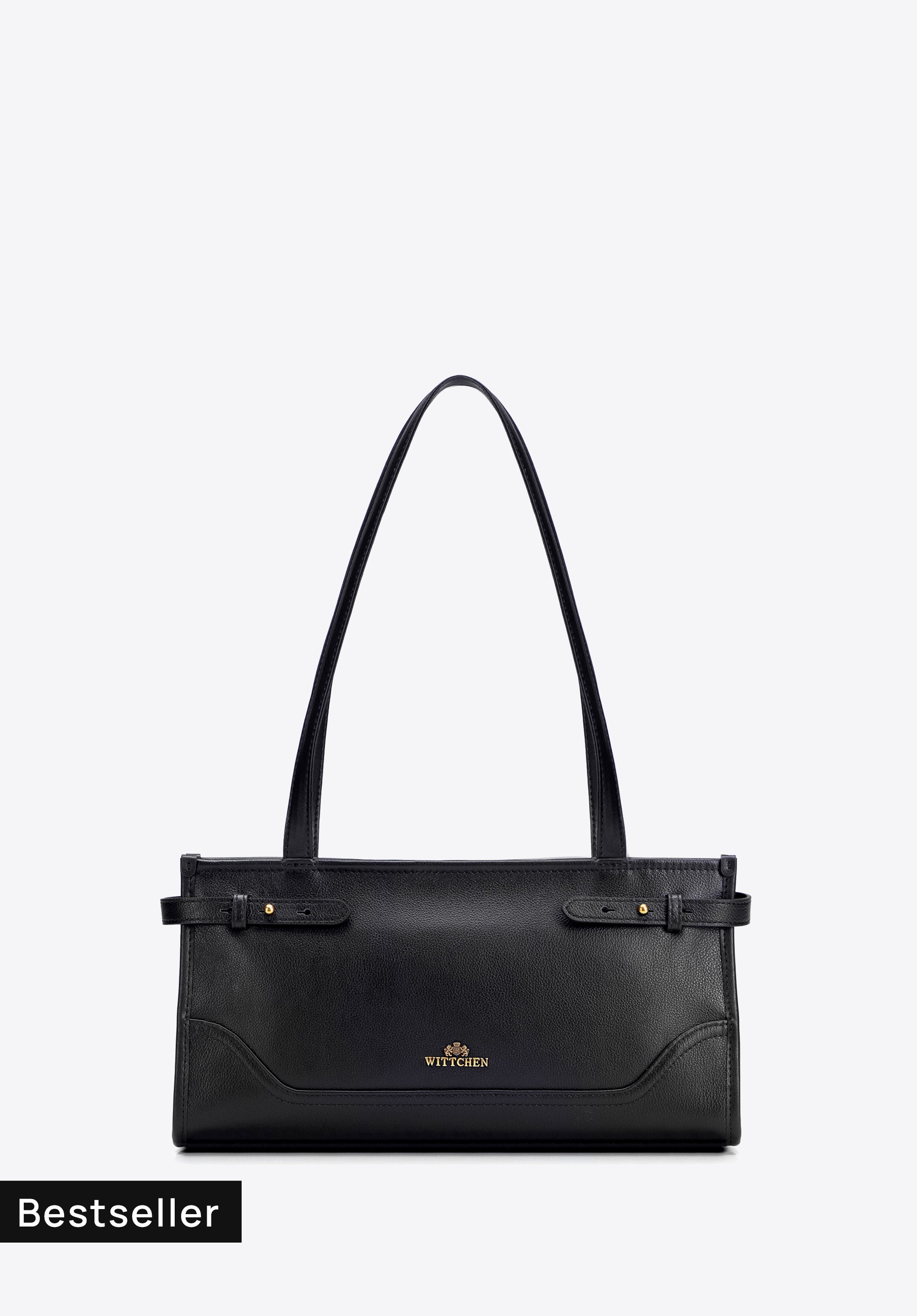 Elegante Damen-Baguette-Tasche aus Leder, schwarz, 103-4E-610-1, Bild 1
