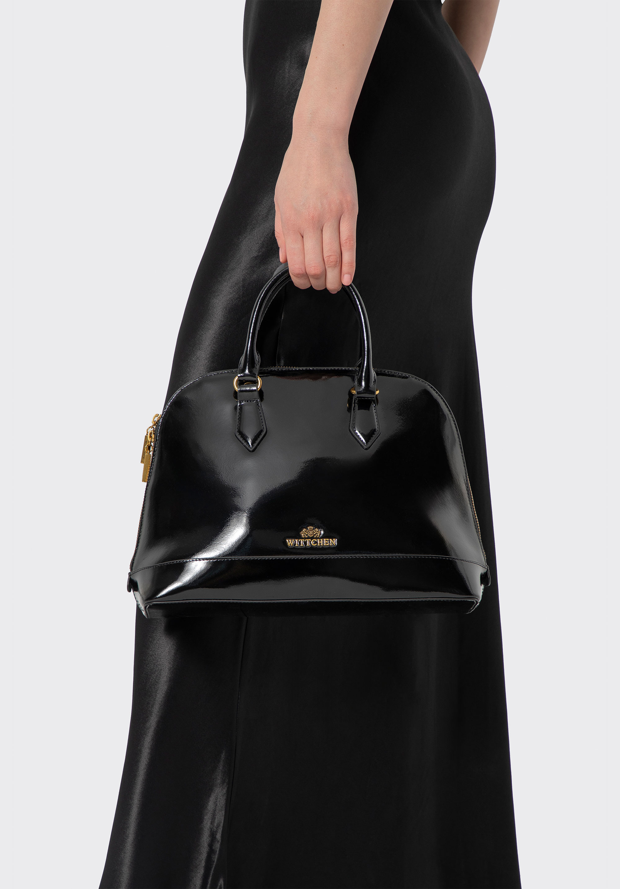 Elegante Damen-Tragetasche aus Lackleder, schwarz, 102-4E-202-1, Bild 1