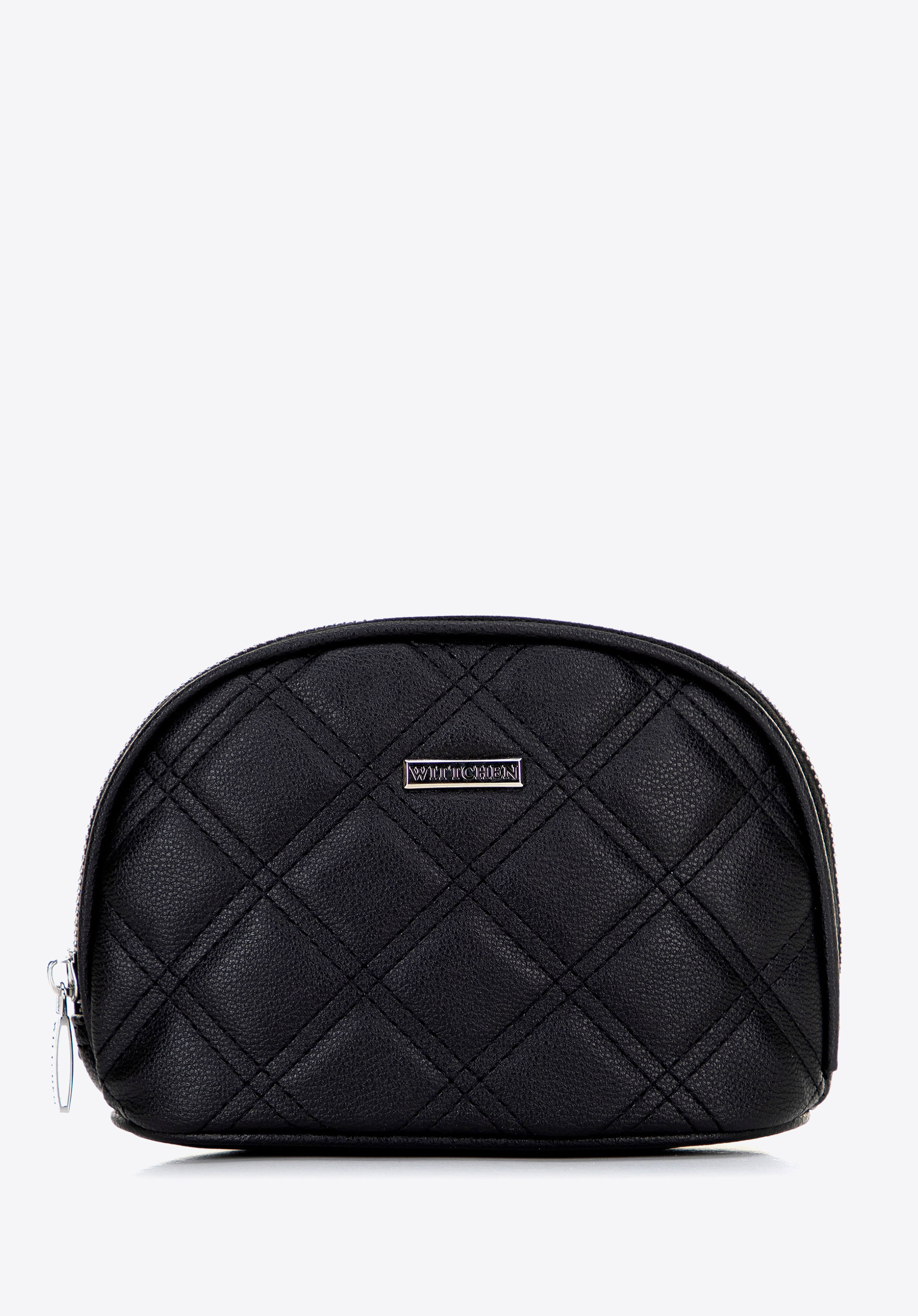 Elegante Kosmetiktasche mit Ziernähten, schwarz, 99-4Y-202-1D, Bild 1