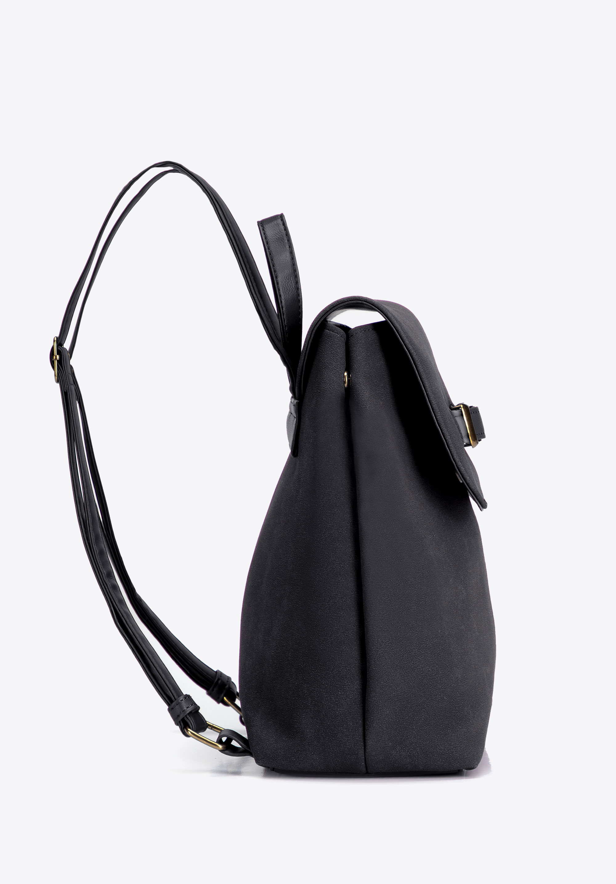 Eleganter Damen-Rucksack mit Überschlagklappe, schwarz, 103-4Y-502-1, Bild 1