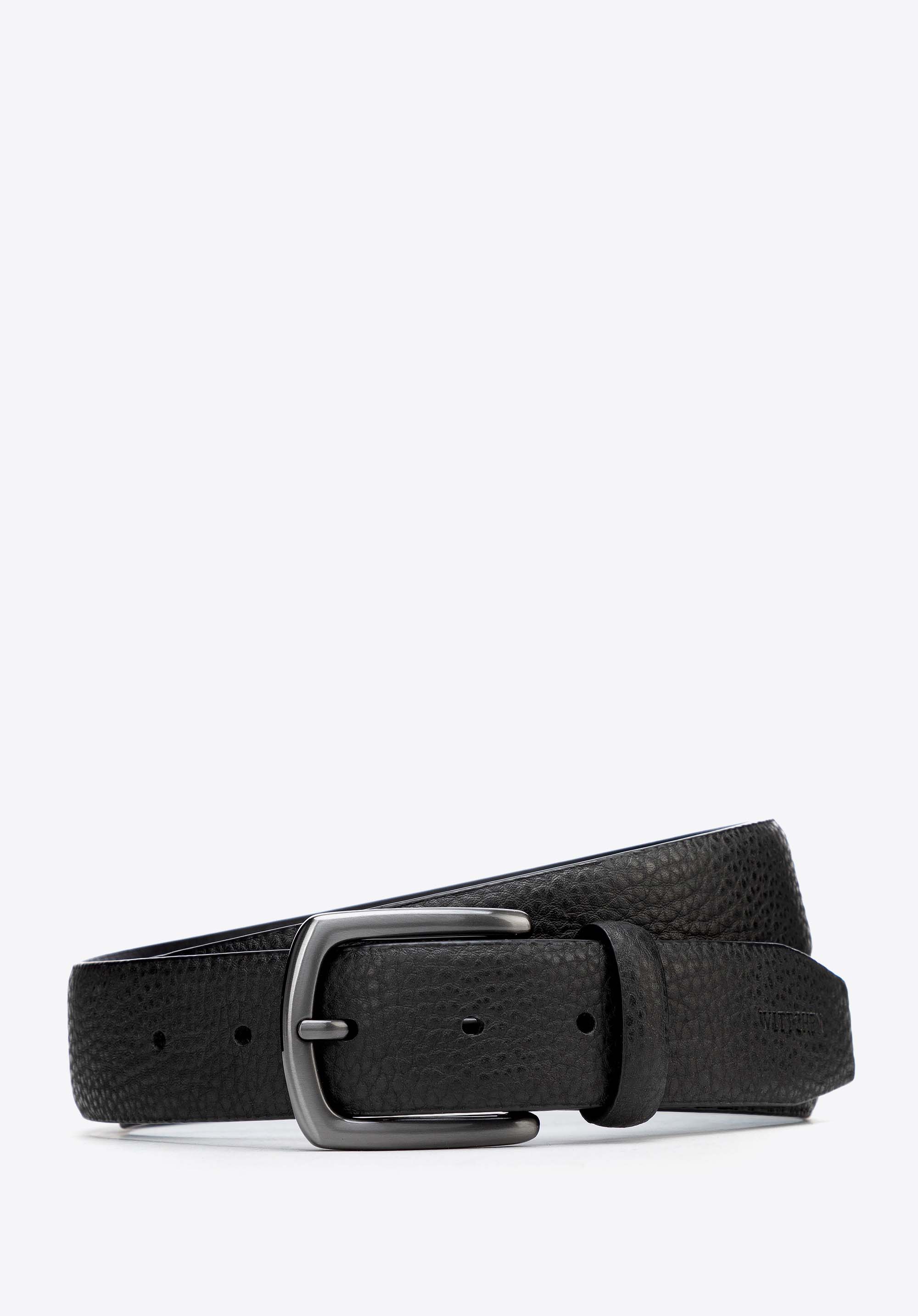 genarbter Ledergürtel, schwarz, 103-8M-113-1-10, Bild 1