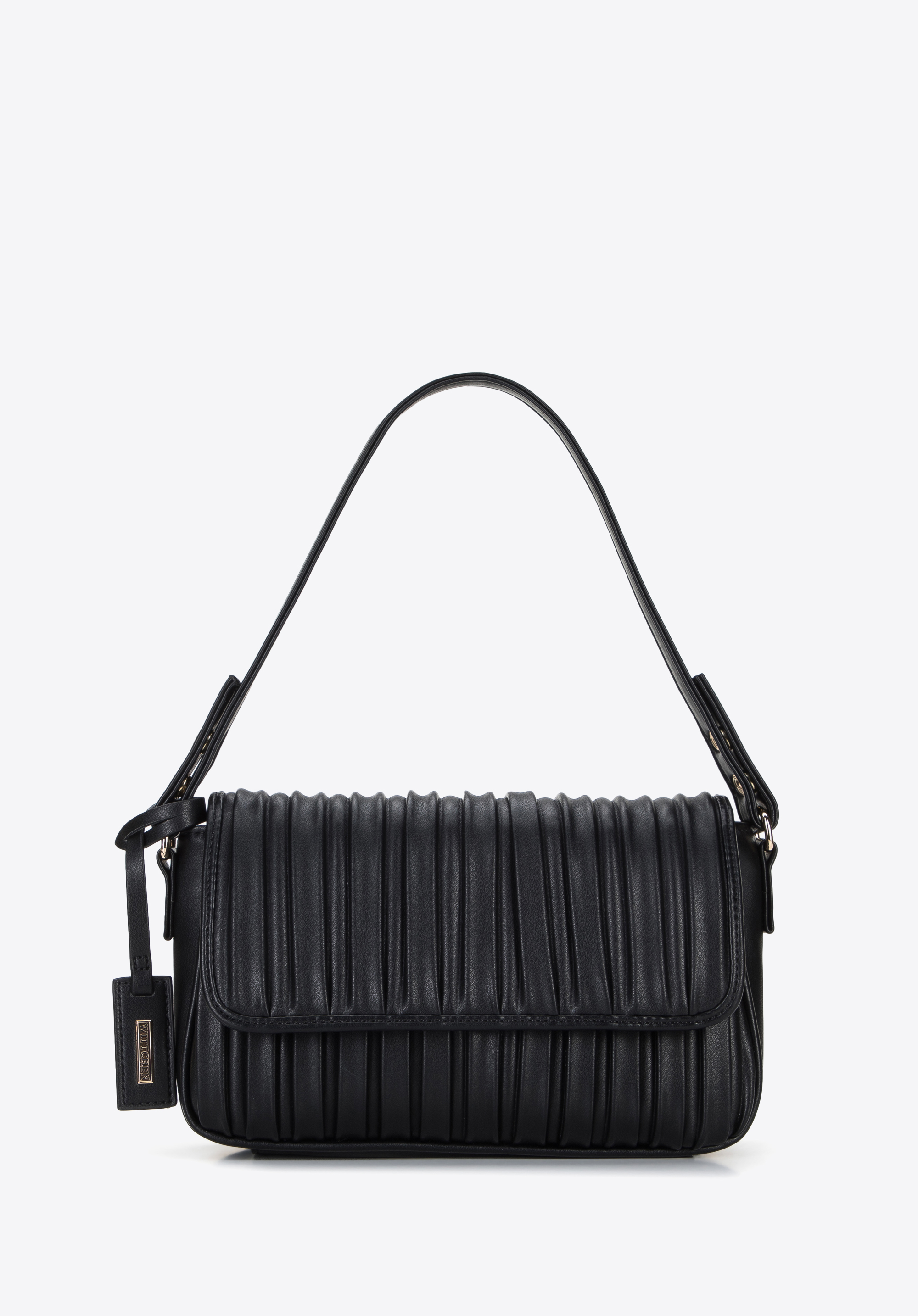 Baguette-Tasche aus zerknittertem Ökoleder, schwarz, 96-4Y-632-0, Bild 1