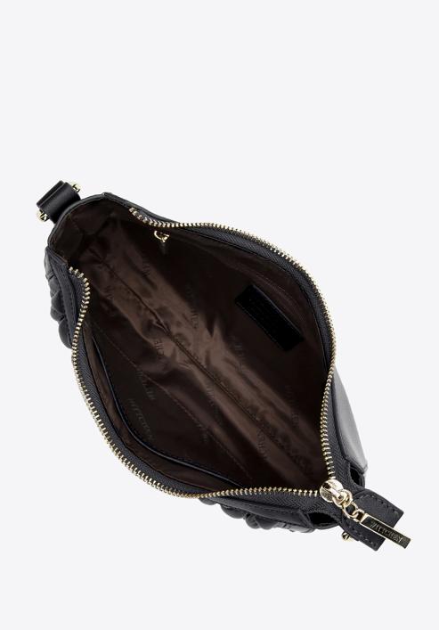 Geraffte Baguette-Tasche für Damen aus Leder, schwarz, 97-4E-600-3, Bild 4