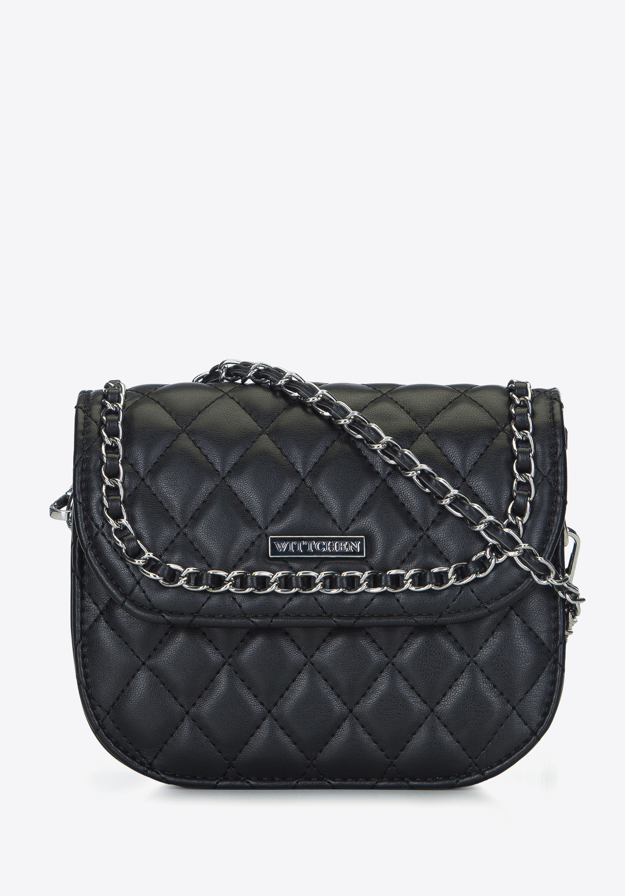 Gesteppte Damenhandtasche mit Kette an der Klappe