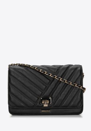 Gesteppte Damentasche aus Ökoleder mit Kette, schwarz, 94-4Y-519-1, Bild 1