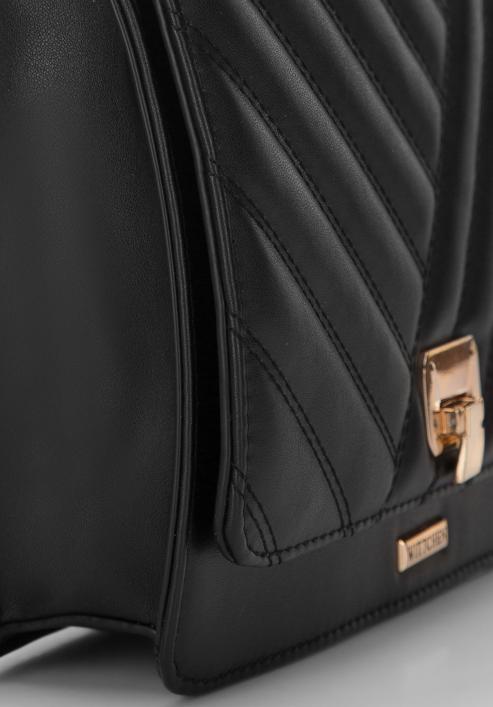 Gesteppte Damentasche aus Ökoleder mit Kette, schwarz, 94-4Y-519-Y, Bild 4