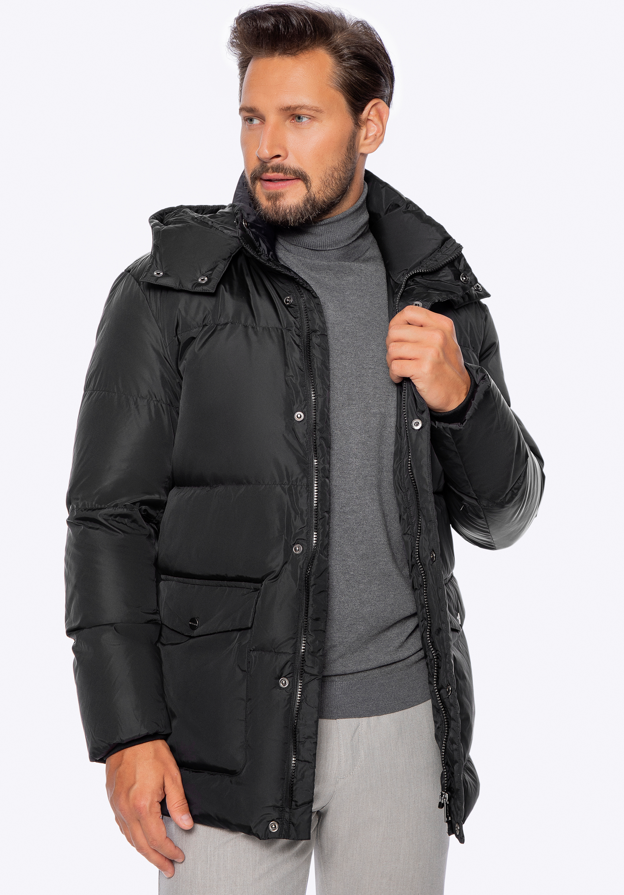 Gesteppte Daunenjacke mit Kapuze für Herren, schwarz, 97-9D-451-1-XL, Bild 1