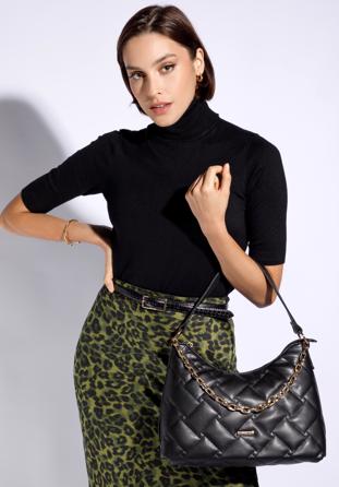 Gesteppte Handtasche aus Kunstleder für Damen, schwarz, 95-4Y-411-1, Bild 1