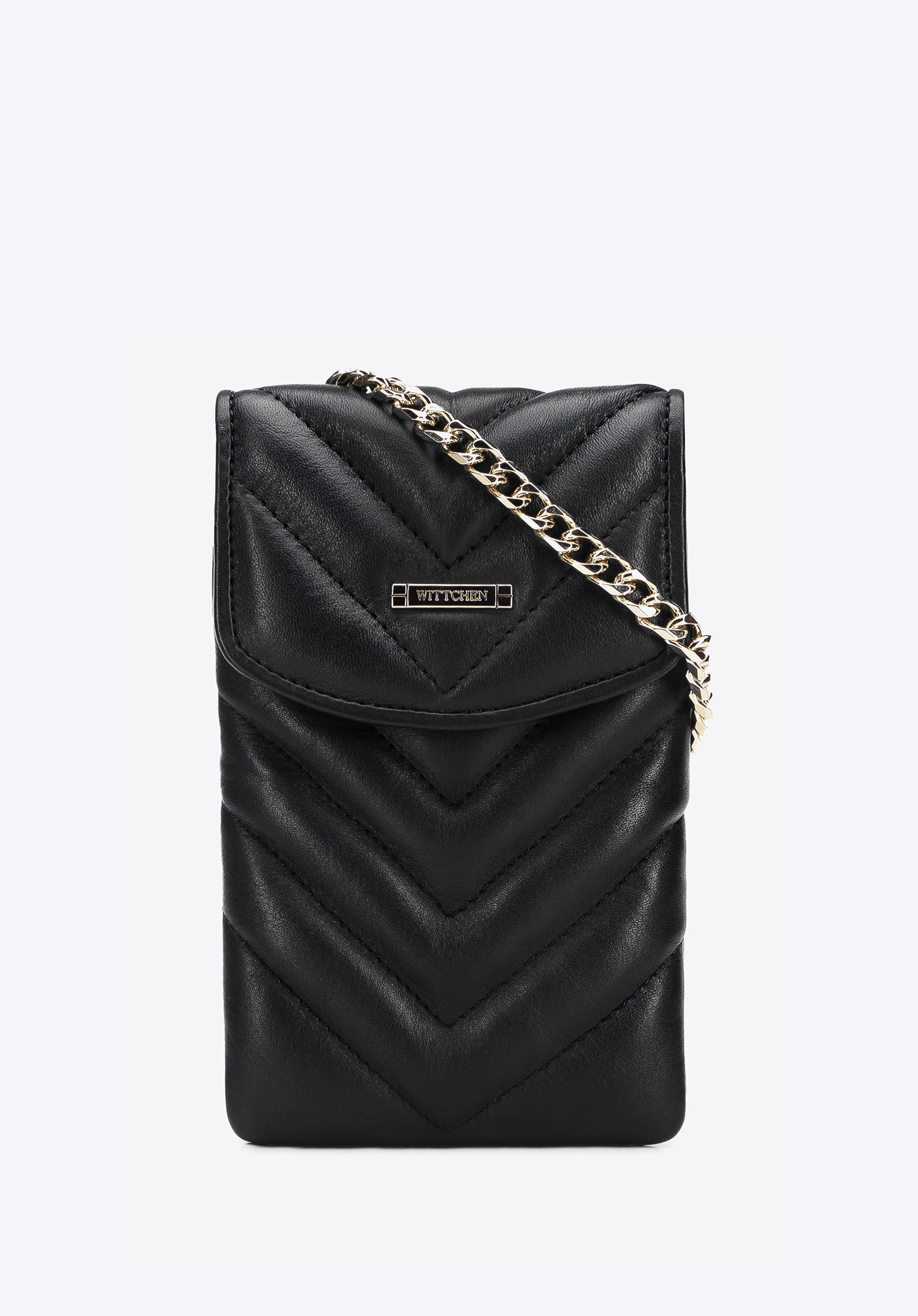 Gesteppte Mini-Tasche aus Leder mit Kette, schwarz, 29-2E-001-10, Bild 1