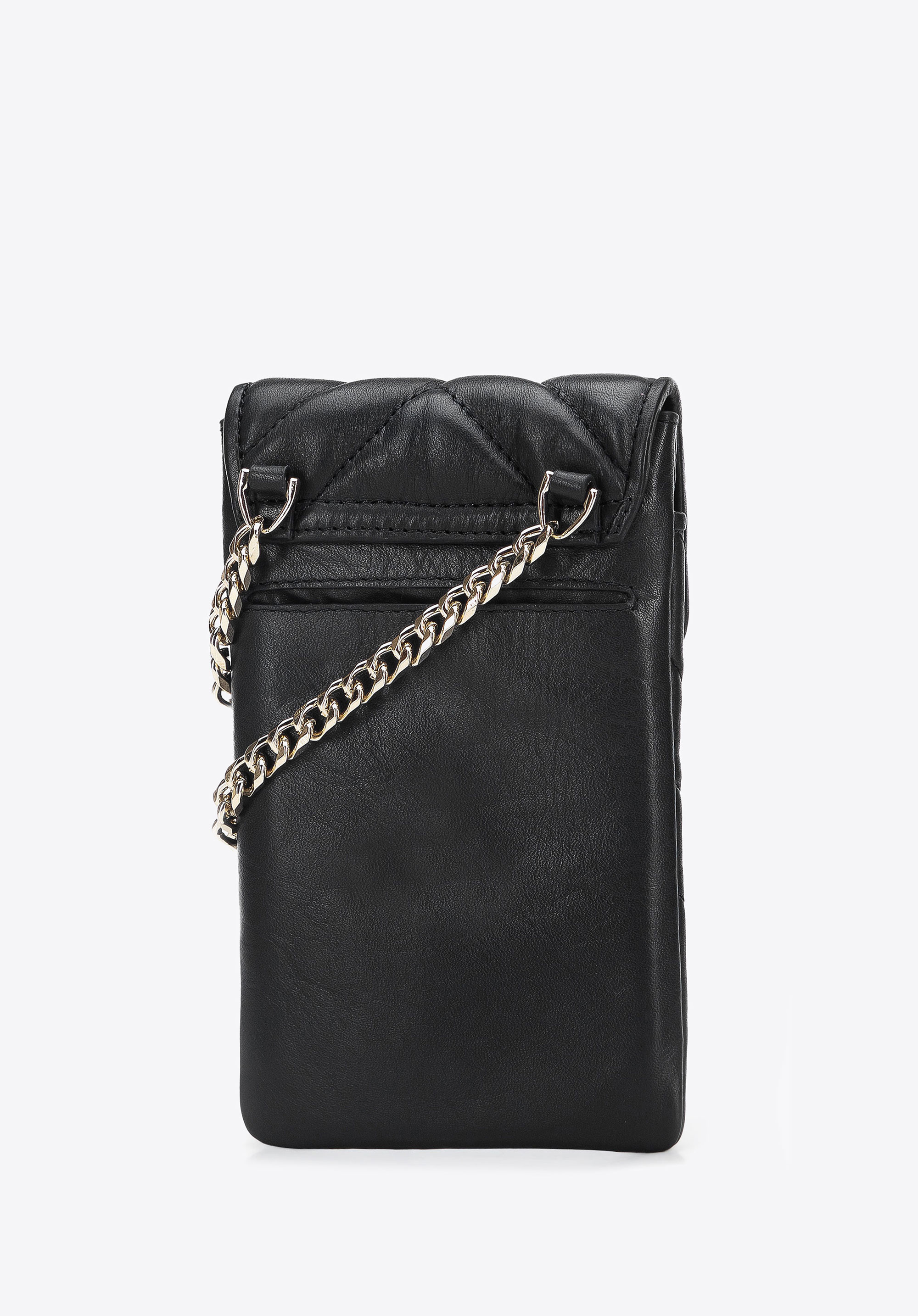 Gesteppte Mini-Tasche aus Leder mit Kette, schwarz, 29-2E-001-10, Bild 1