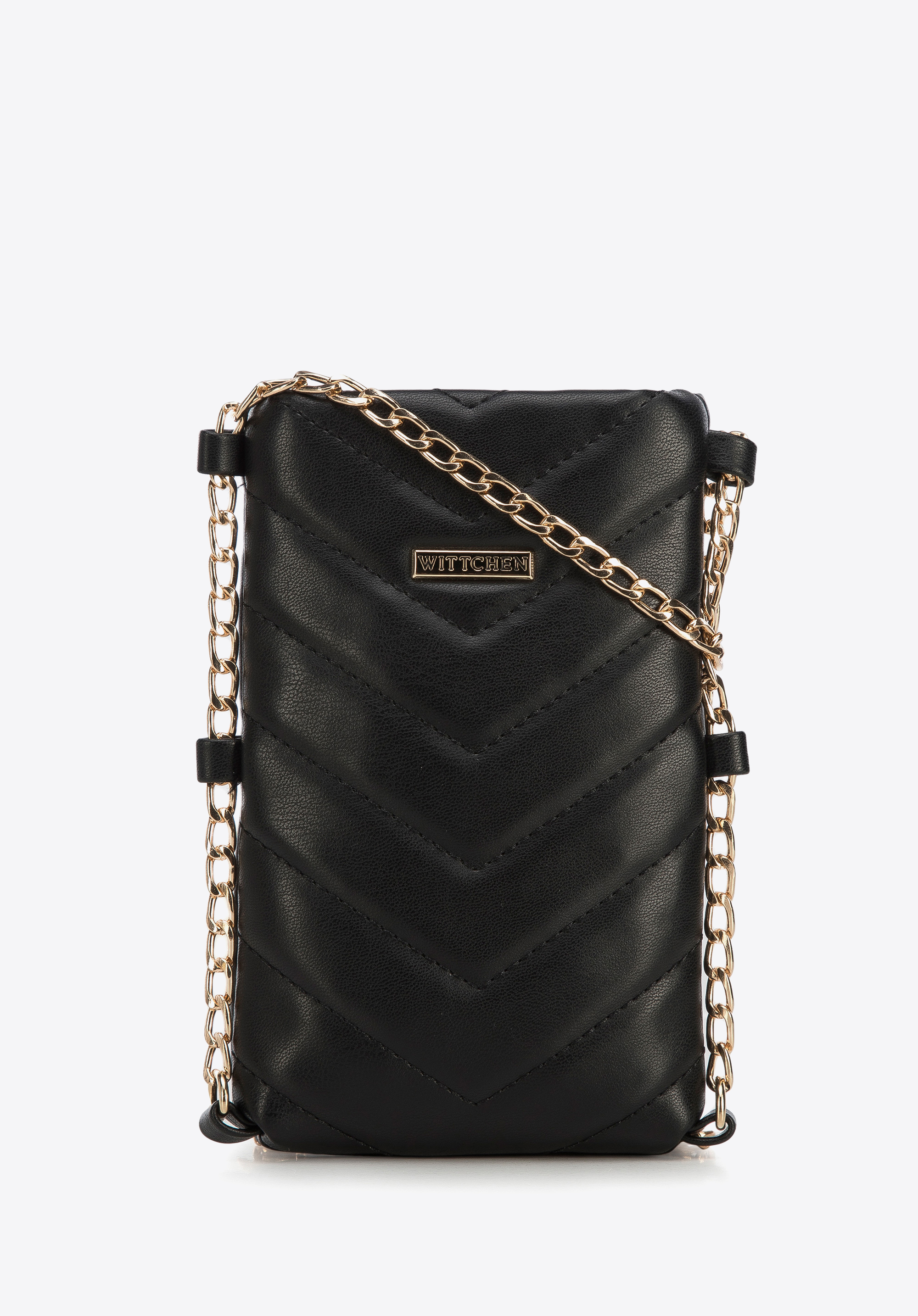 Gesteppte Minitasche aus Öko-Leder mit  Kette, schwarz, 95-2Y-501-1, Bild 1