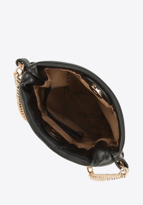 Gesteppte Minitasche aus Öko-Leder mit  Kette, schwarz, 95-2Y-501-3, Bild 3