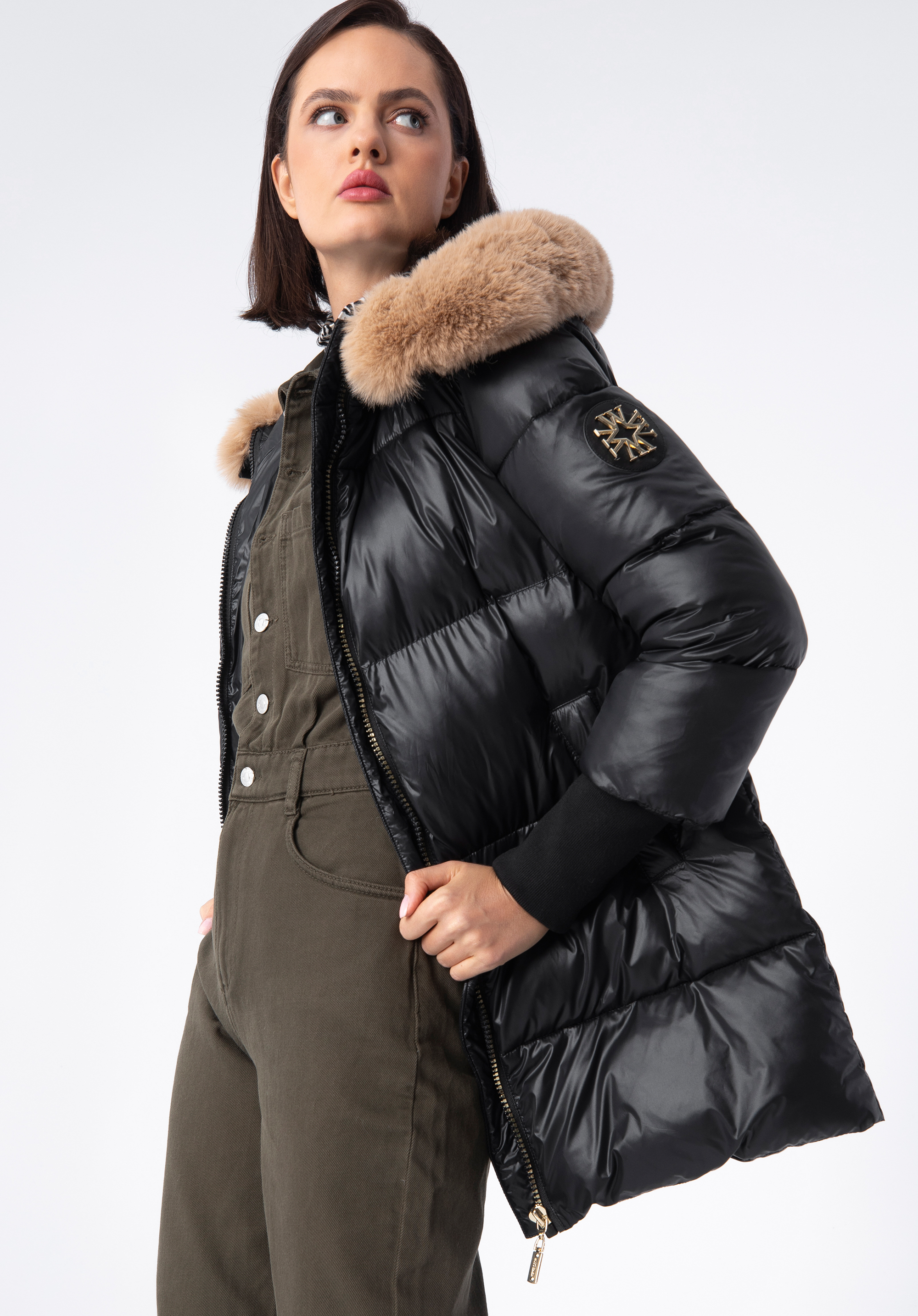 Gesteppte Nylonjacke mit Kapuze für Damen, schwarz, 97-9D-404-1-2XL, Bild 1