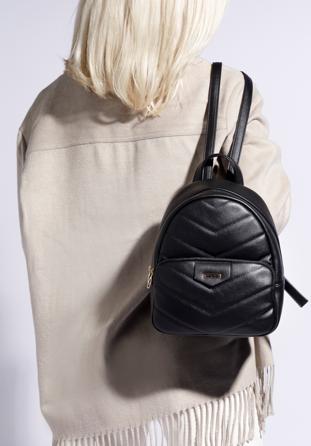 Gesteppte Rucksack aus Öko aus Öko-Leder für Damen, schwarz, 95-4Y-514-1, Bild 1