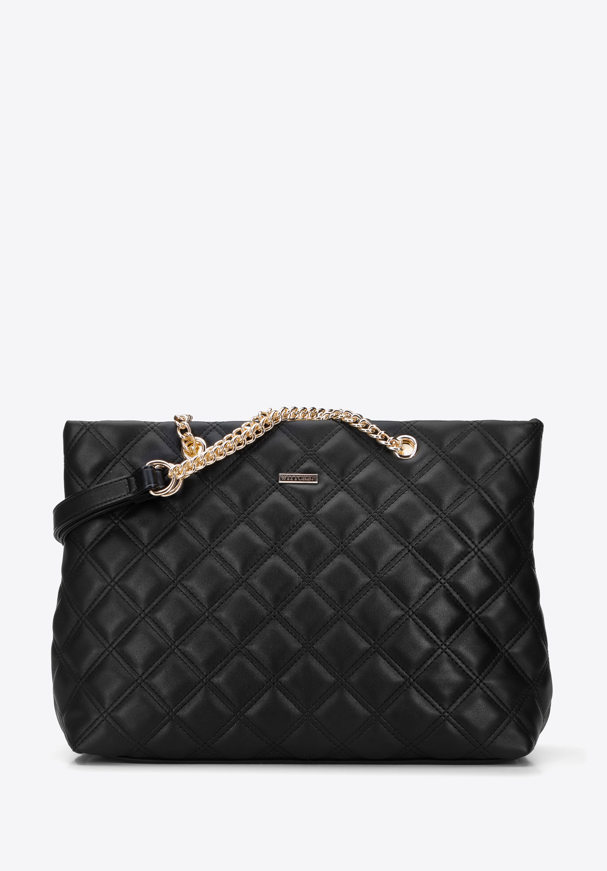 Gesteppte Shopper-Tasche aus Öko-Leder, schwarz, 96-4Y-613-1, Bild 1