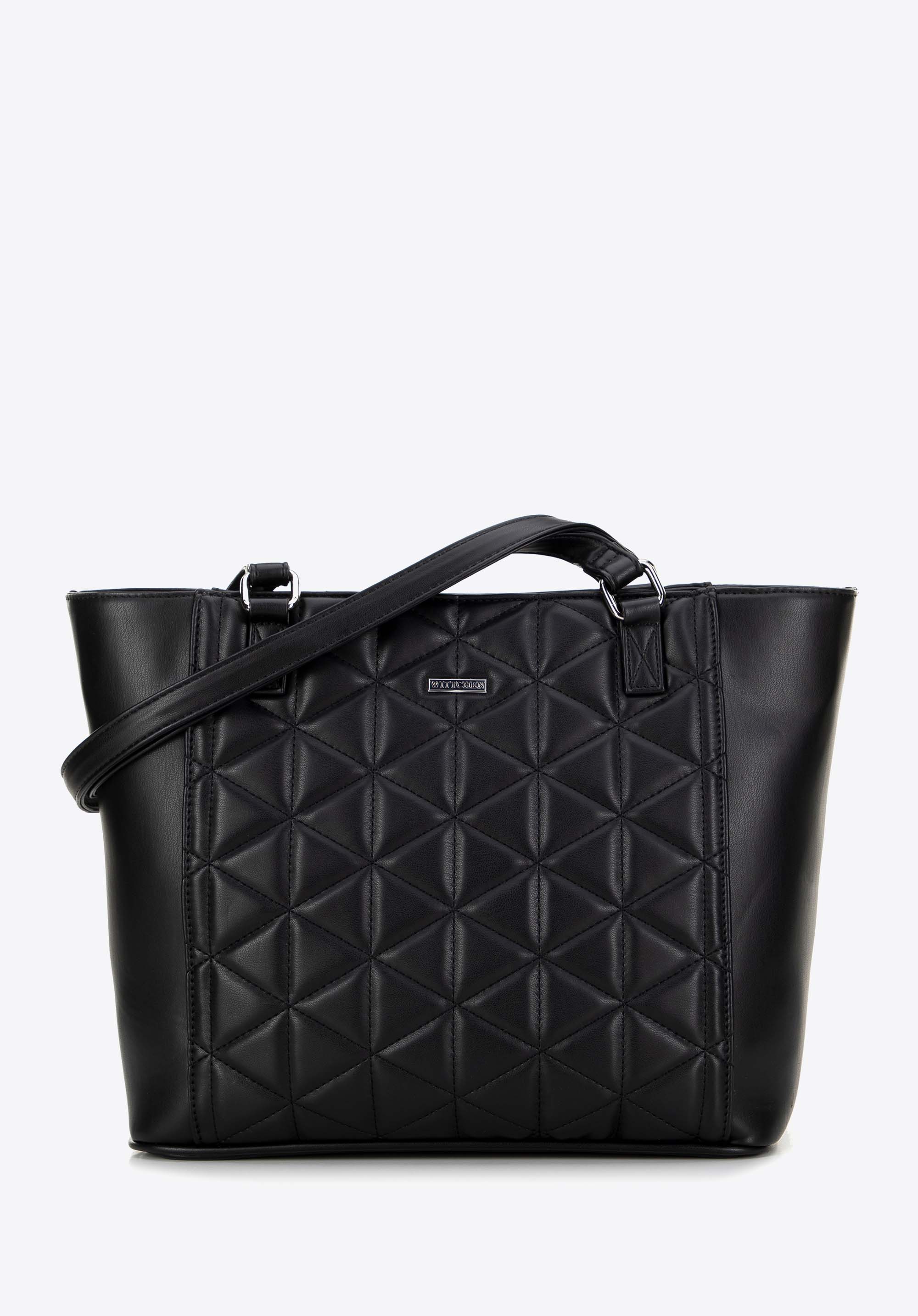 Gesteppte Shopper-Tasche aus Kunstleder, schwarz, 99-4Y-606-1, Bild 1