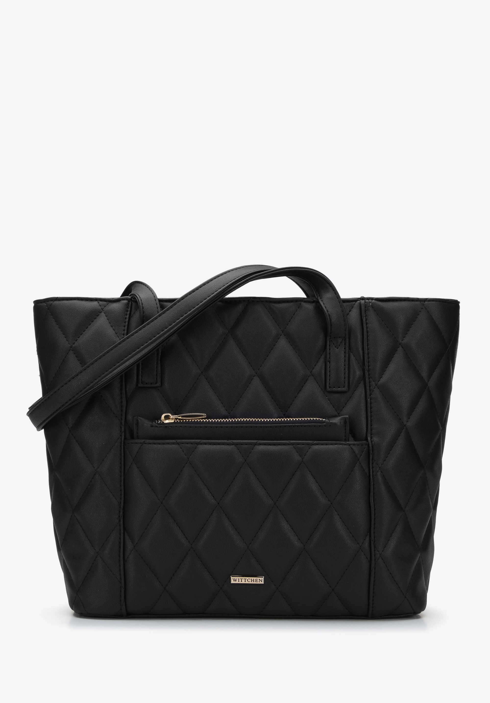 Gesteppte Shopper-Tasche aus Kunstleder mit abnehmbarer Tasche