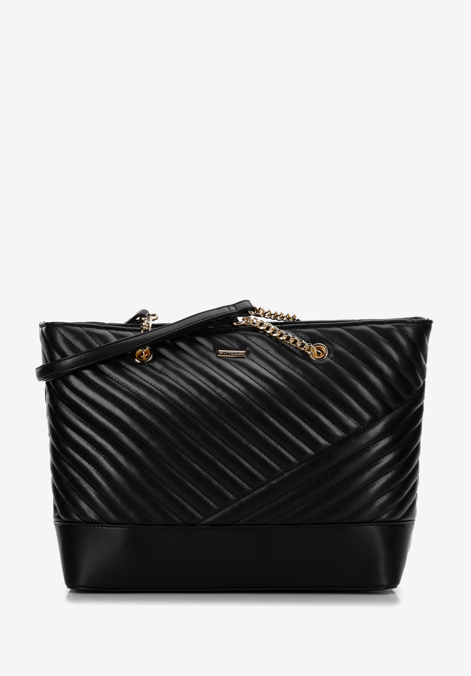 Gesteppte Shopper-Tasche aus Öko-Leder an einer Kette