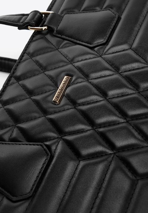 Gesteppte Shopper-Tasche mit geometrischem Muster, schwarz, 97-4Y-626-5, Bild 5