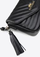 Gesteppte Überschlagtasche aus Leder mit Quastendetail, schwarz, 95-4E-620-1, Bild 4