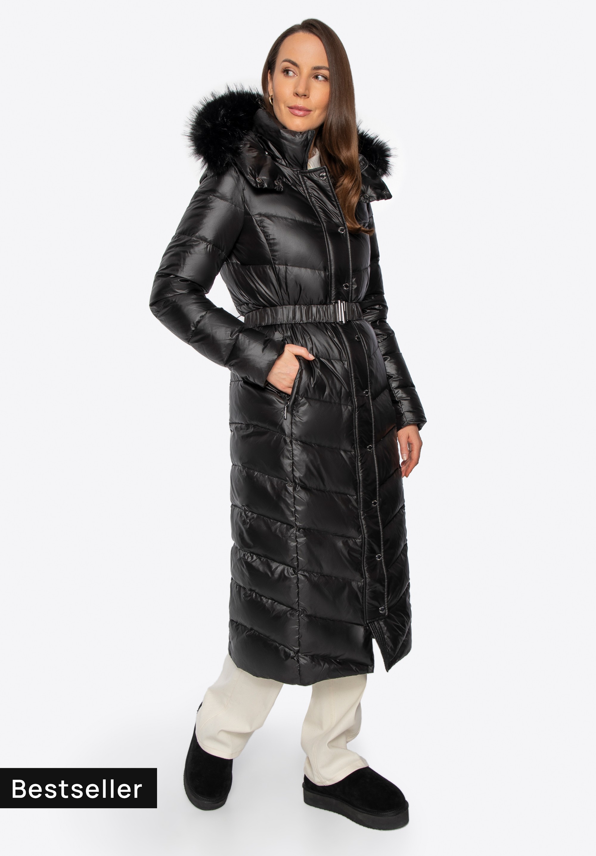 Gesteppter Damen-Daunenmantel, schwarz, 101-9D-202-1-2XL, Bild 1
