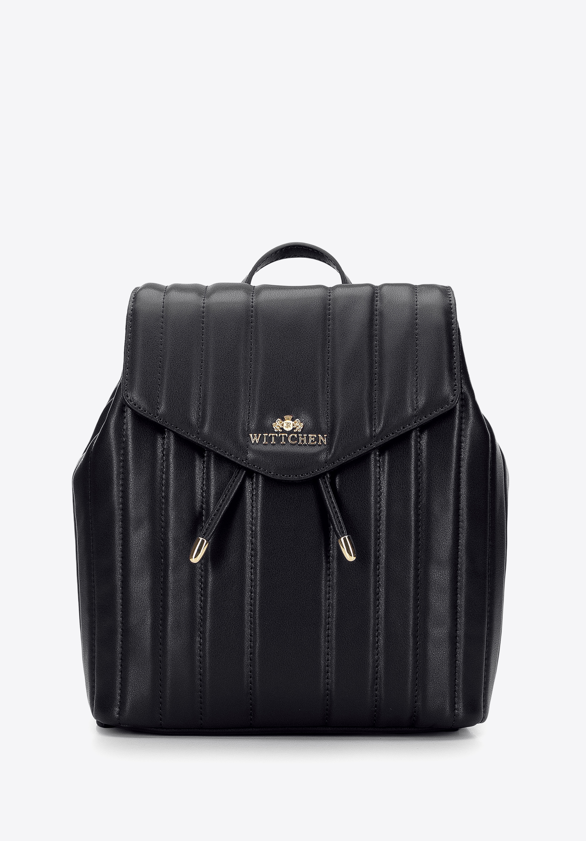 Damen-Rucksack aus Leder mit Längssteppung