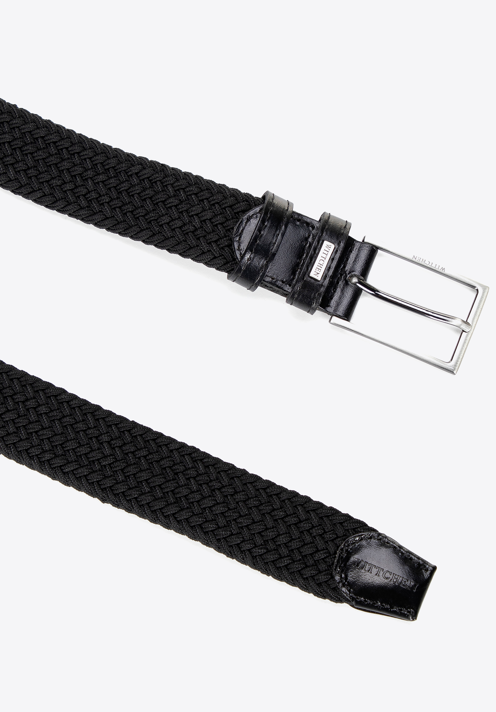 Gewebter Herrengürtel mit Lederdetails, schwarz, 101-8M-406-1-11, Bild 1