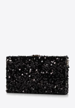 Abend-Clutch-Tasche mit Pailletten an der Kette, schwarz-gold, 98-4Y-025-1G, Bild 1