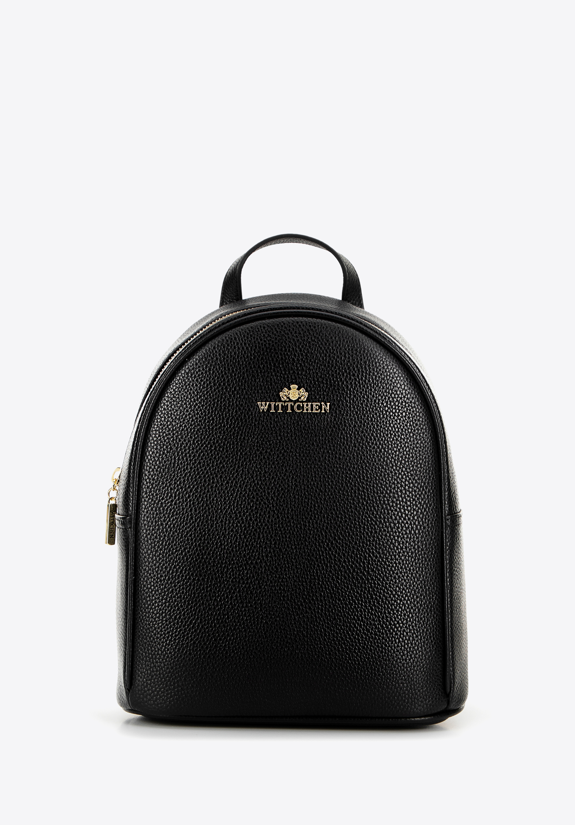 Abgerundeter Lederrucksack für Damen, schwarz-gold, 100-4E-609-1G, Bild 1
