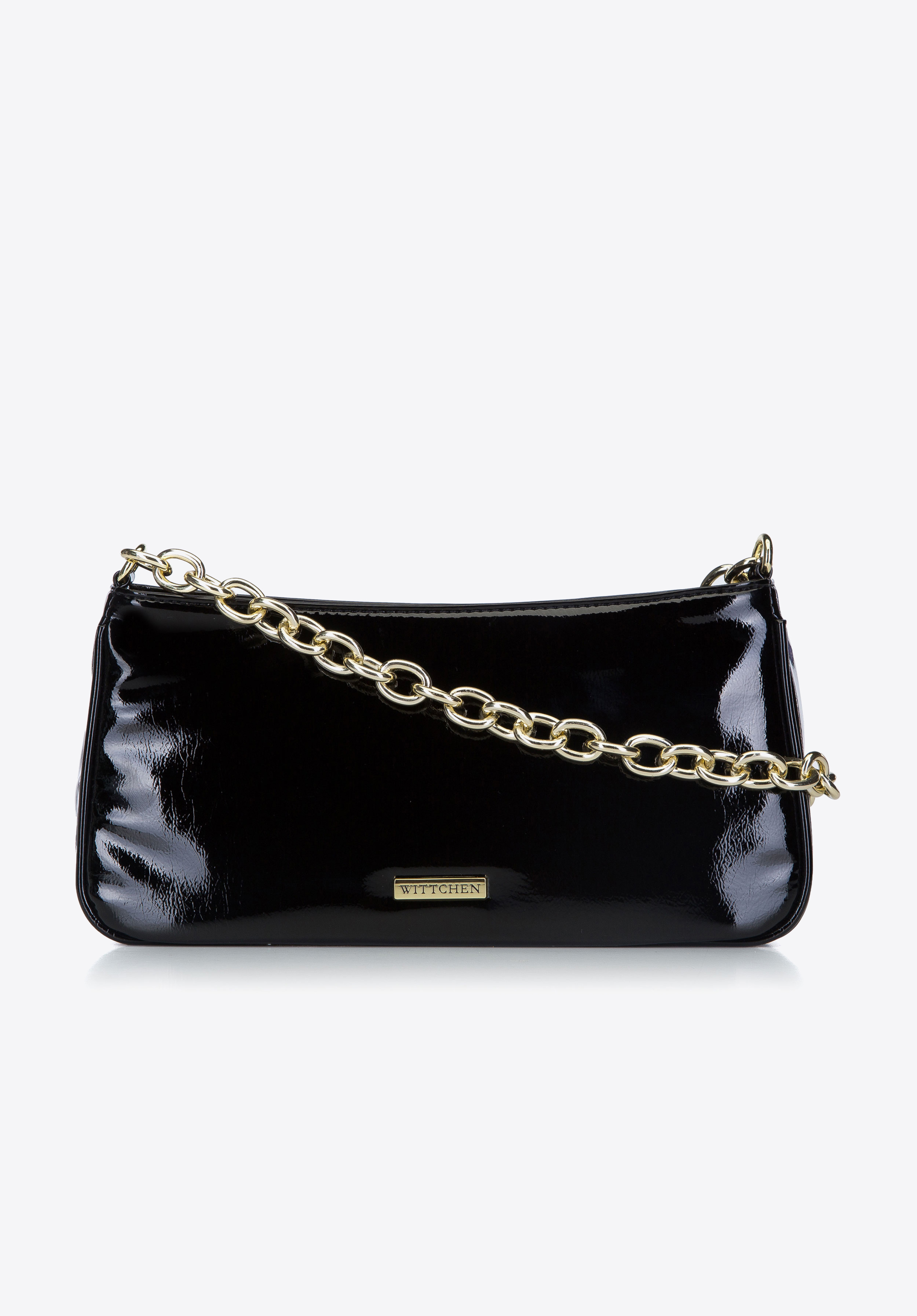 Baguette-Tasche mit Kette, schwarz-gold, 93-4Y-421-11, Bild 1