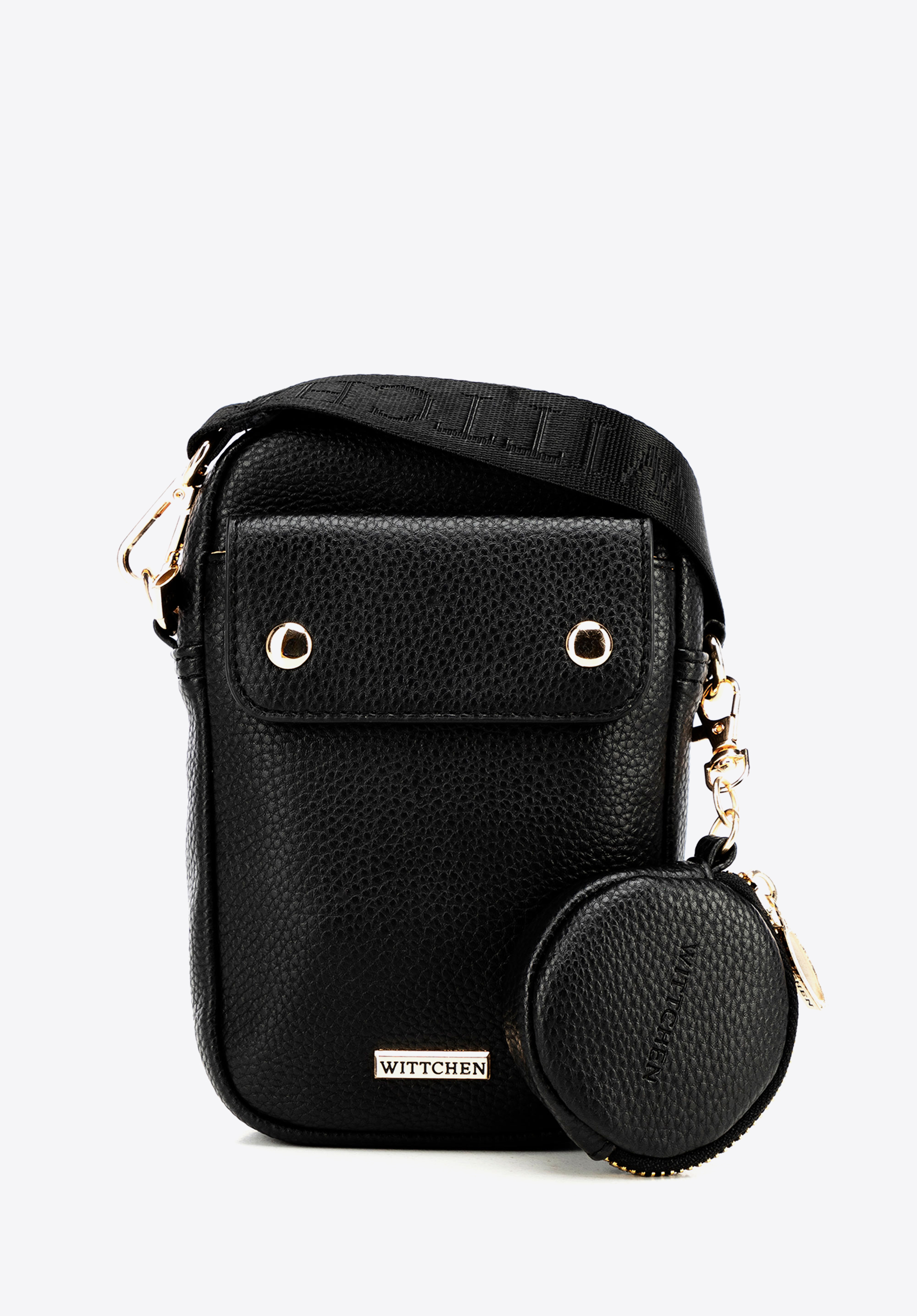 Damen-Mini-Tasche aus Öko-Leder, schwarz-gold, 100-2Y-011-1G, Bild 1