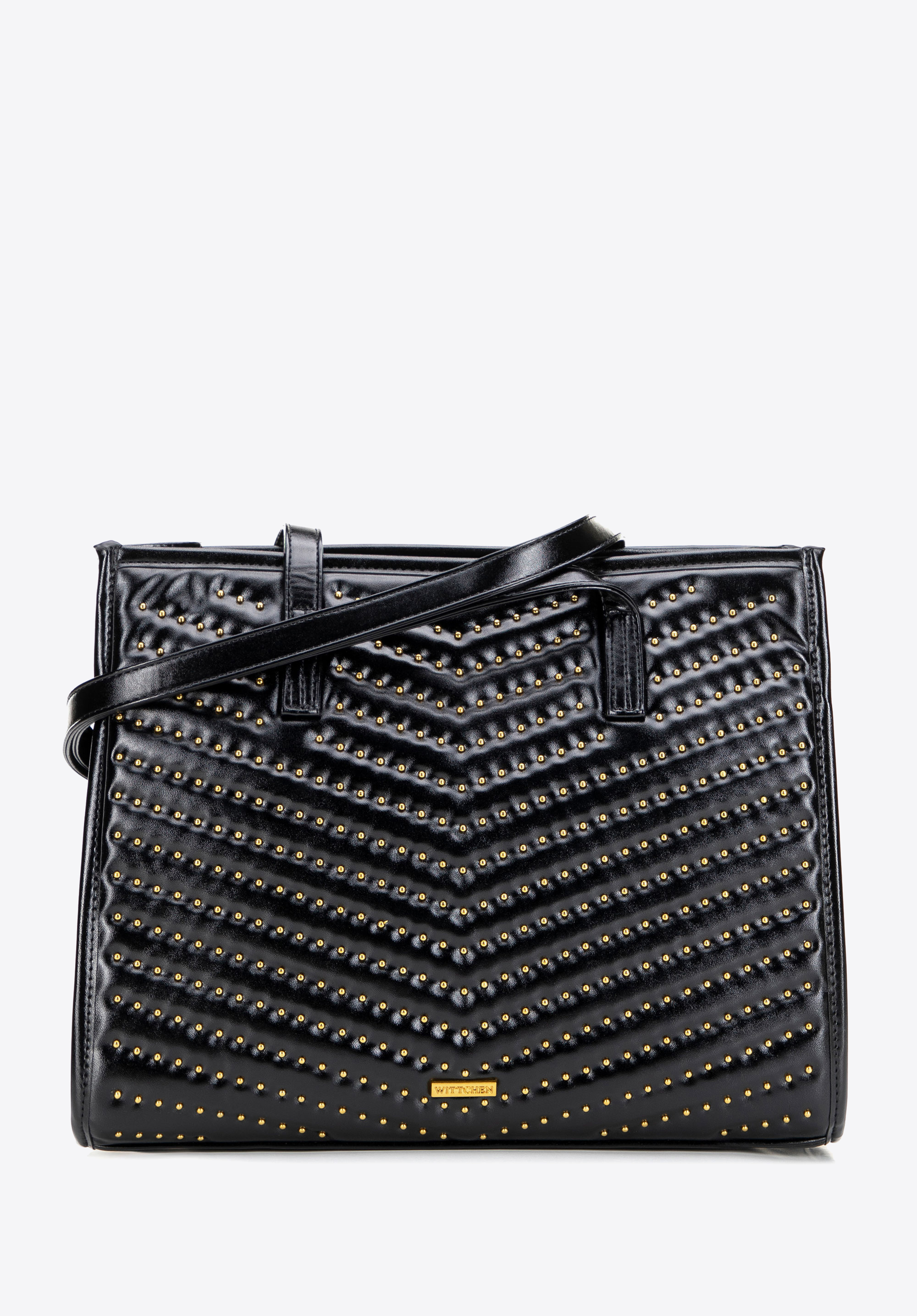 Damen-Shopper aus Kunstleder schwarz-gold