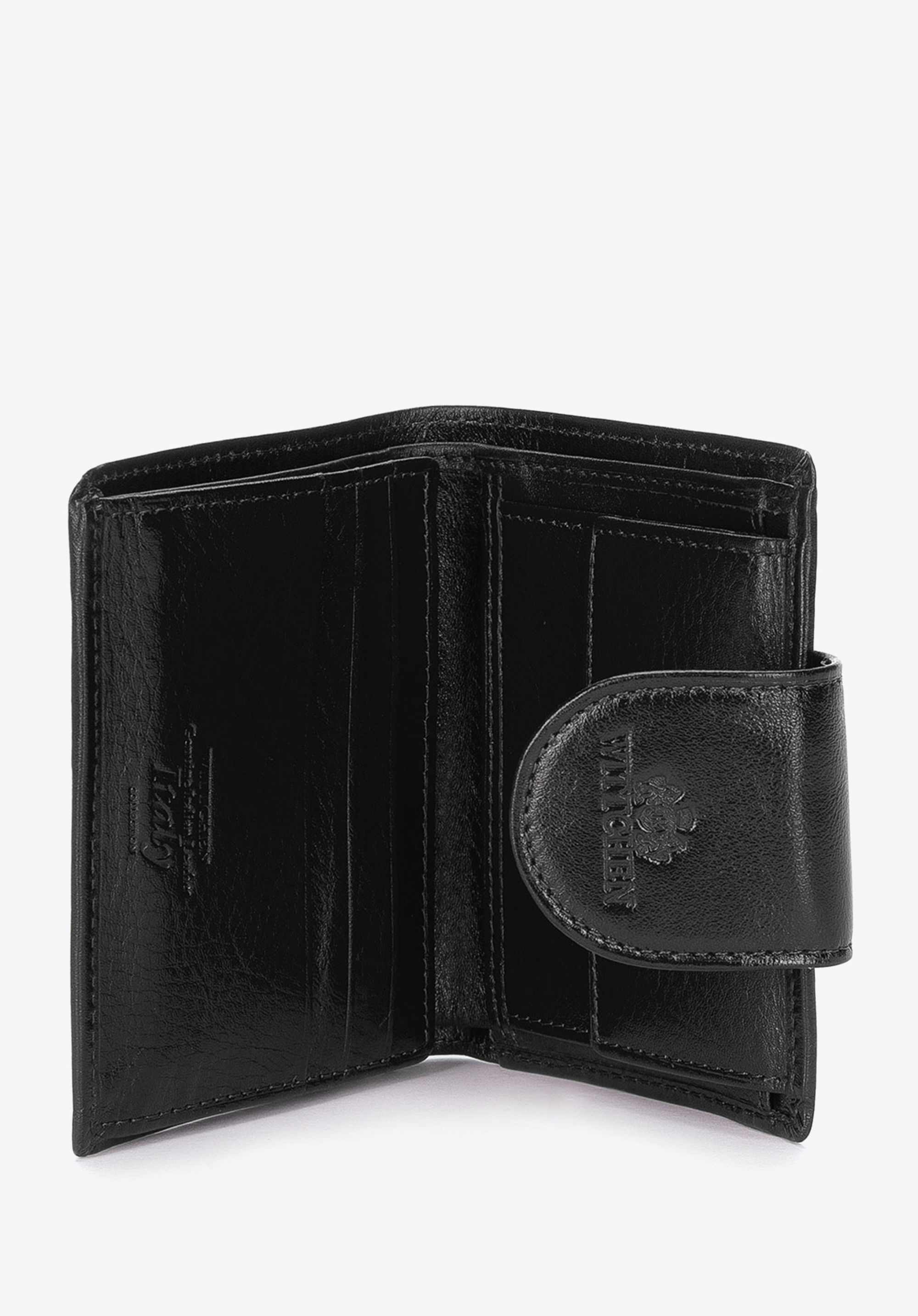 Portemonnaie aus Leder für Damen, schwarz-gold, 21-1-362-10, Bild 1