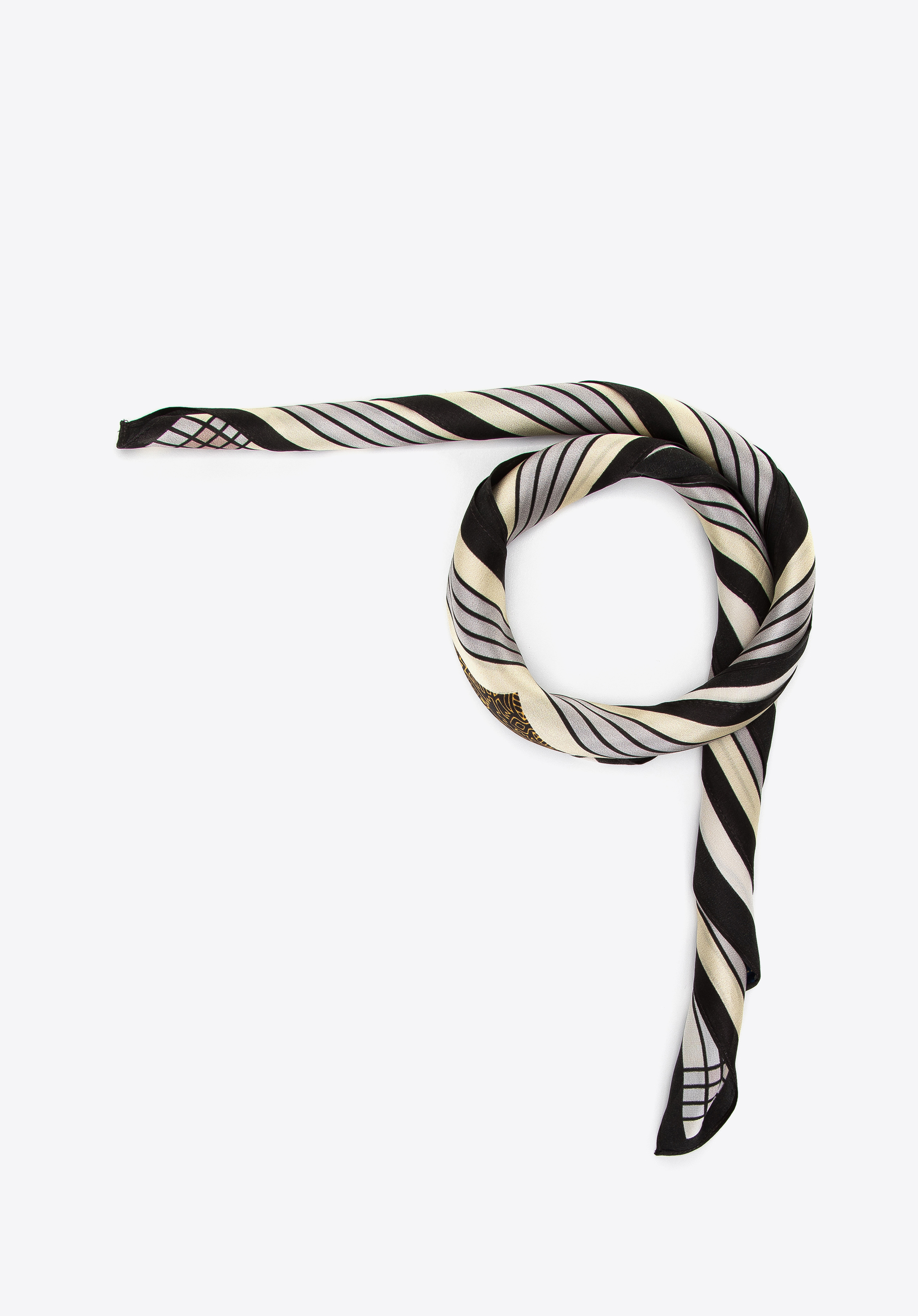 Großer gemusterter Seidenschal für Damen, schwarz-gold, 97-7D-S02-X6, Bild 1