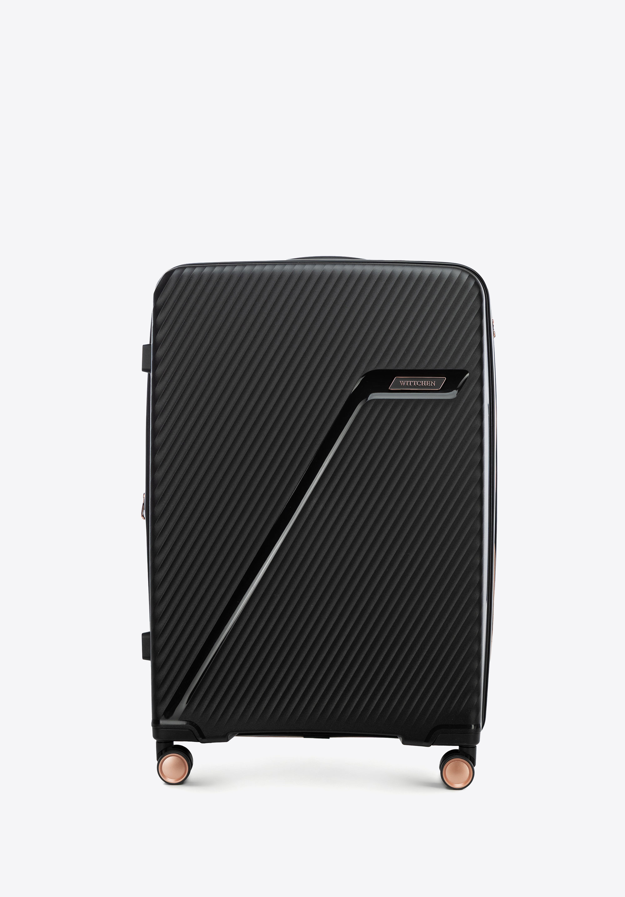 Großer Koffer aus Polypropylen mit diagonalem Muster, schwarz-gold, 56-3T-503-10G, Bild 1