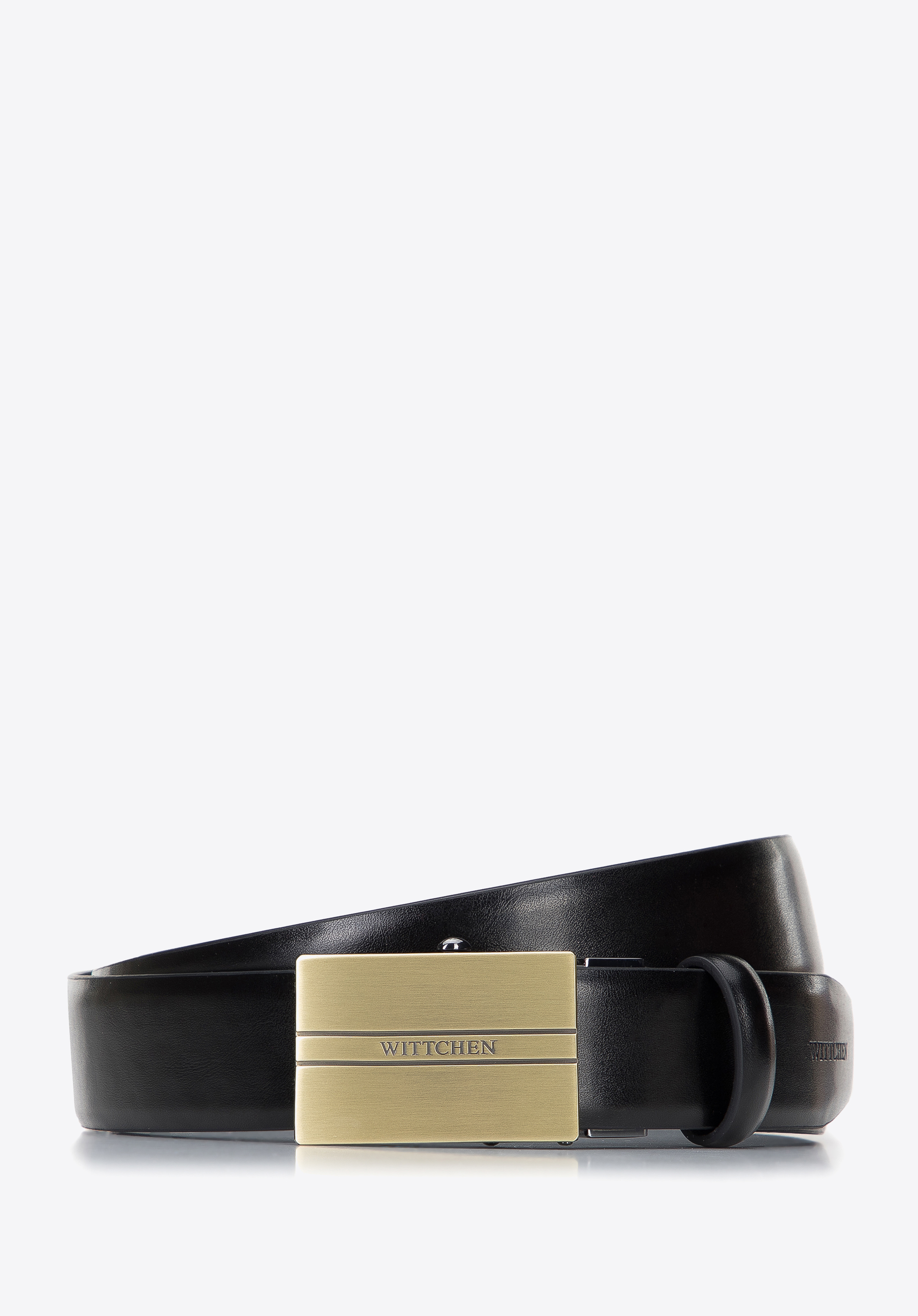 Herren-Ledergürtel mit automatischer Schnalle, schwarz-gold, 96-8M-902-1-90, Bild 1