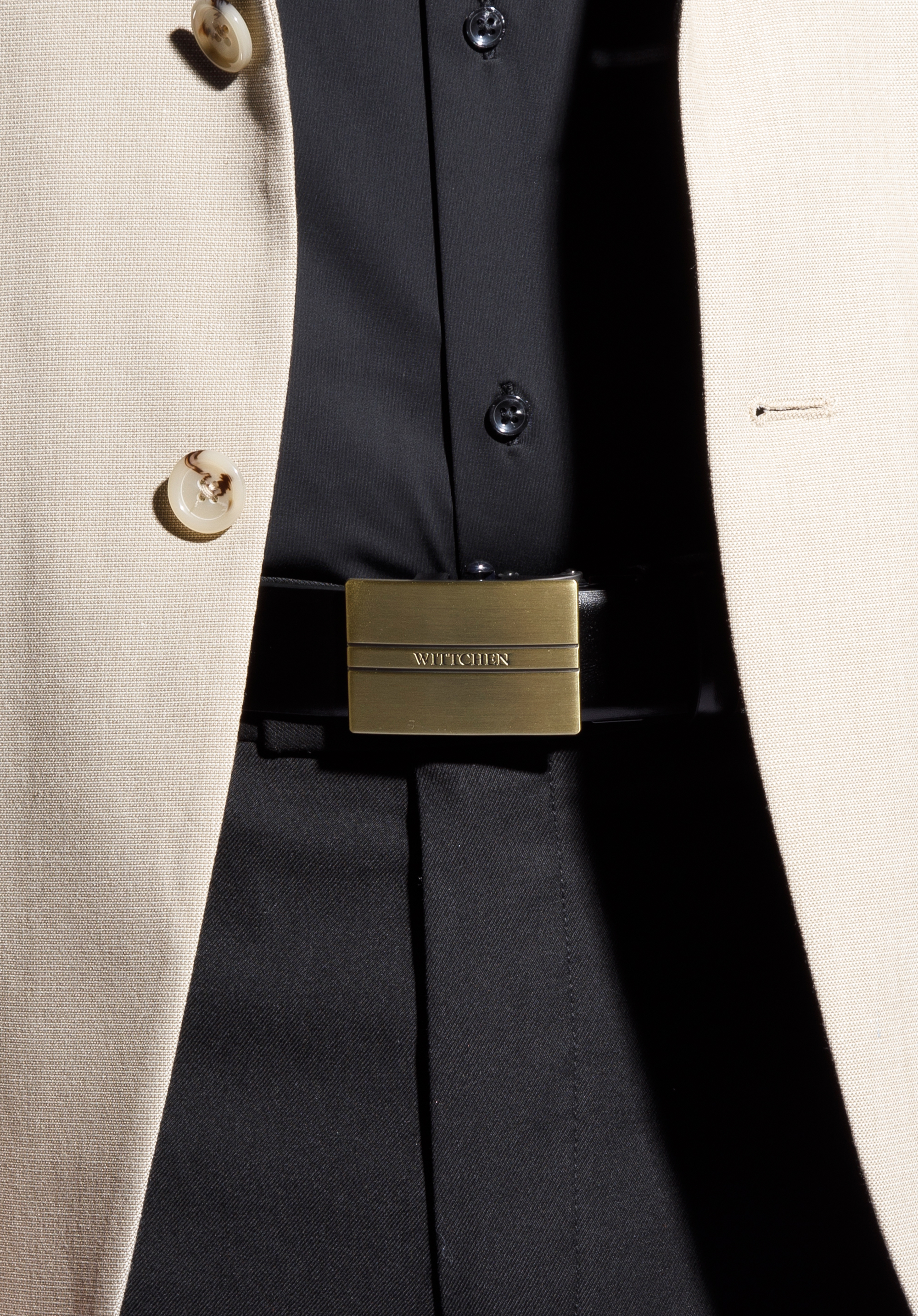 Herren-Ledergürtel mit automatischer Schnalle, schwarz-gold, 96-8M-902-1-90, Bild 1