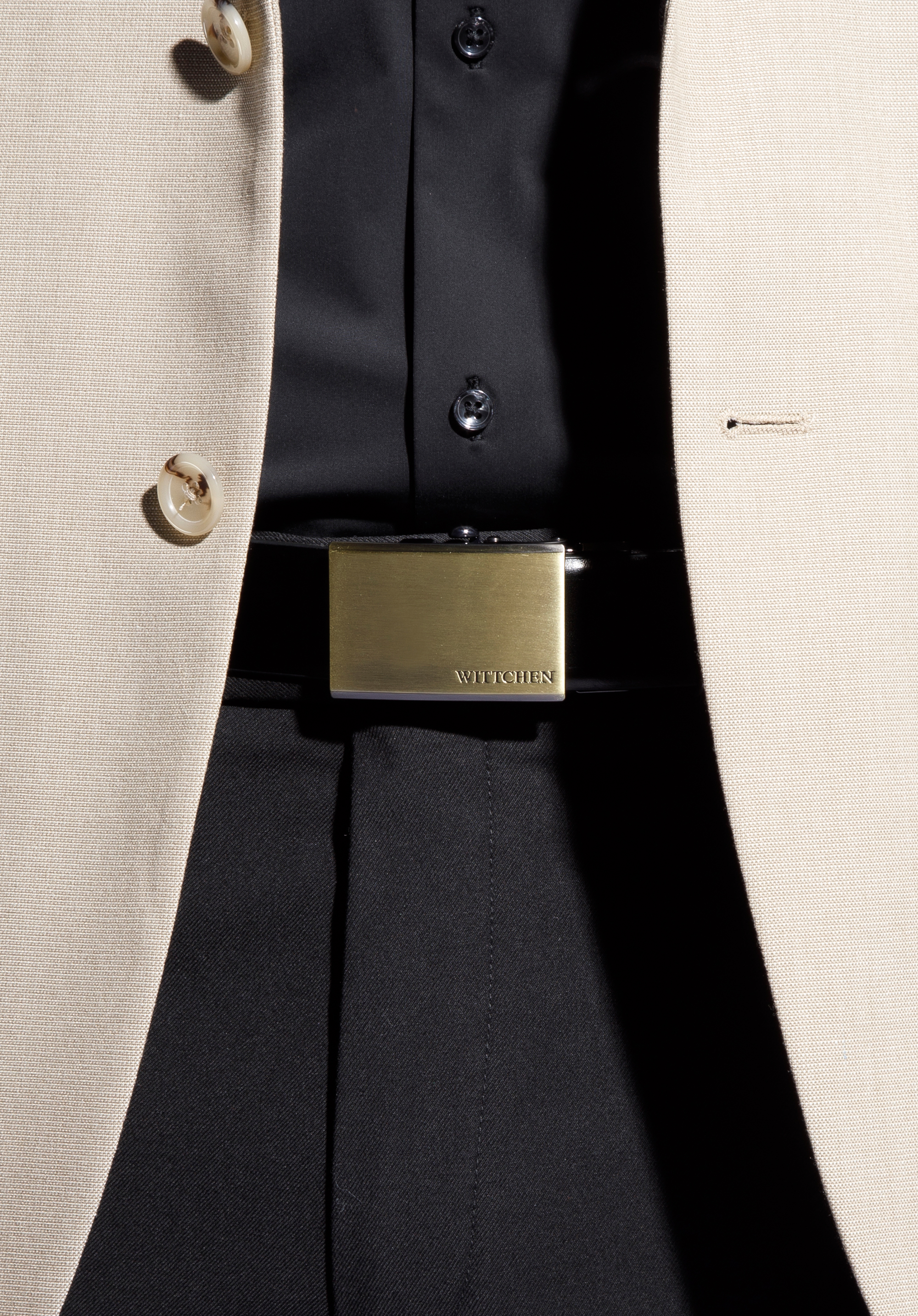 Herren-Ledergürtel mit automatischer Schnalle, schwarz-gold, 96-8M-903-11-110, Bild 1