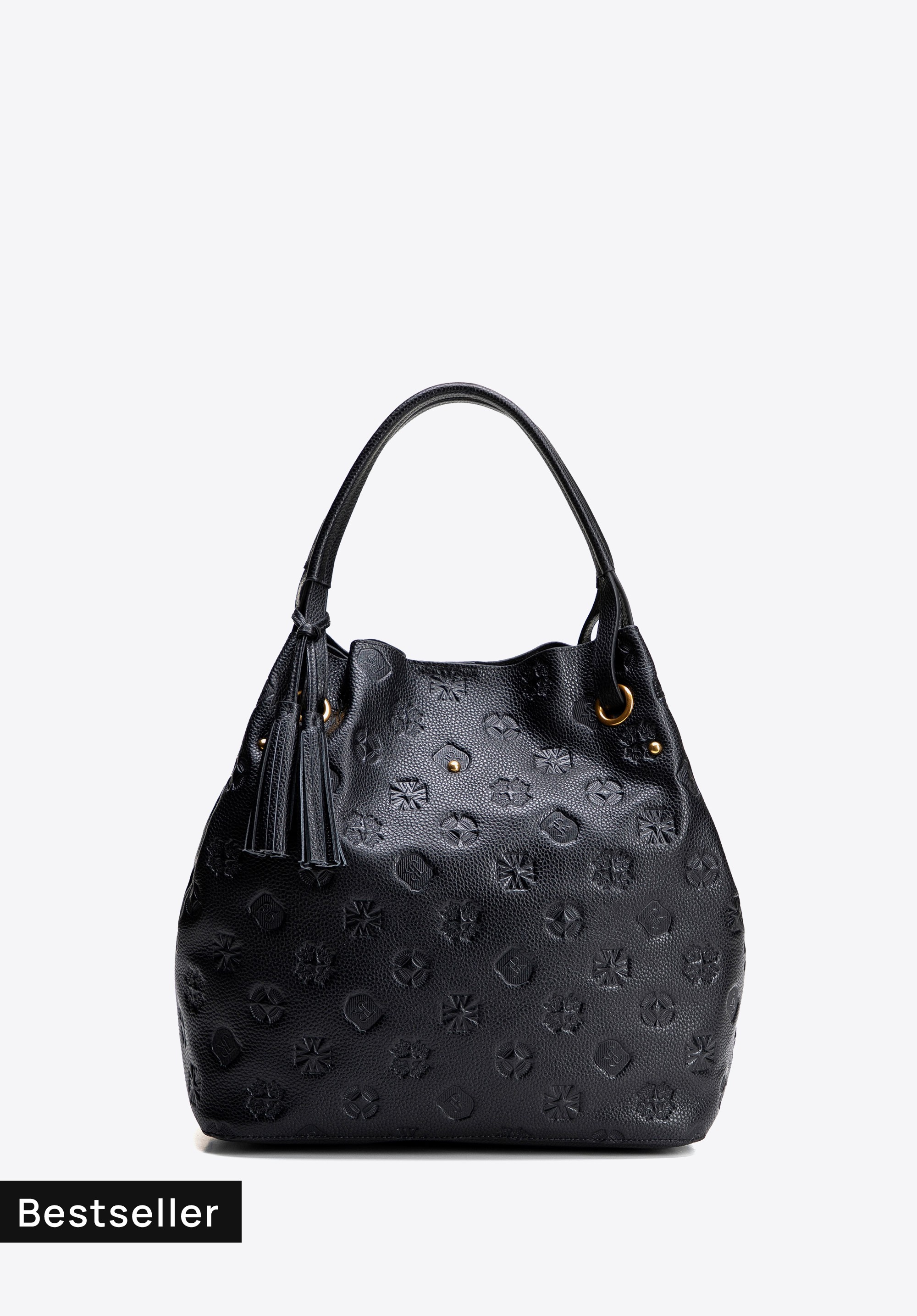 Damen Hobo Bag aus Leder schwarz-gold 100-4E-632-1G
