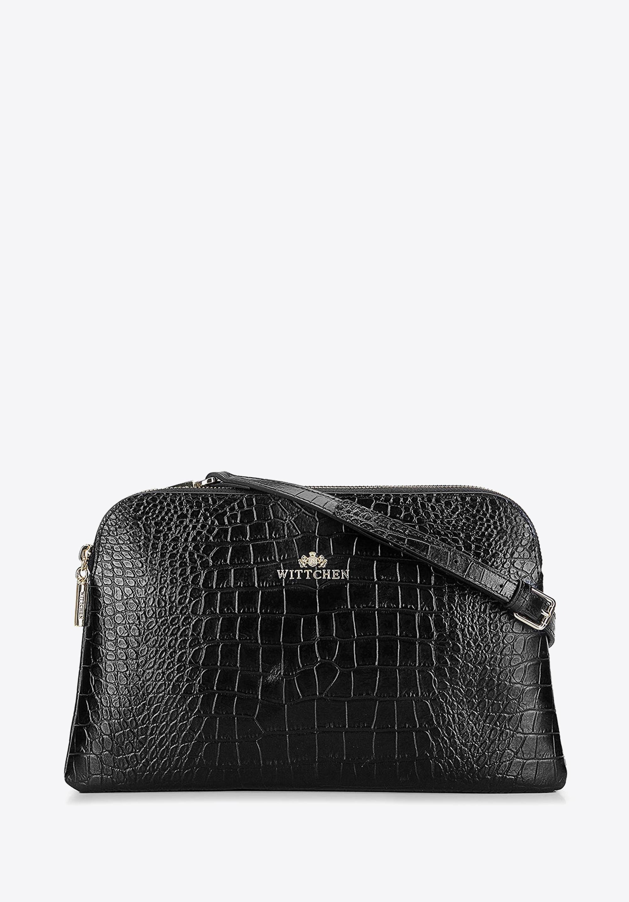 Damen-Umhängetasche aus Leder, schwarz-gold, 29-4E-004-1C, Bild 1